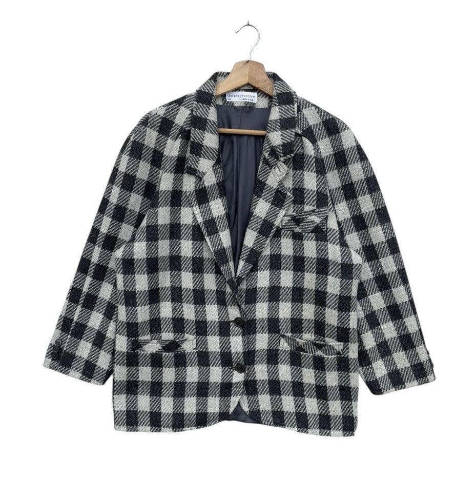 Vintage RARE🔥 Daniela Maeea Black And White Plaid Wool Blazer Jacket Size US M / EU 48-50 / 2 - 1 Thumbnail