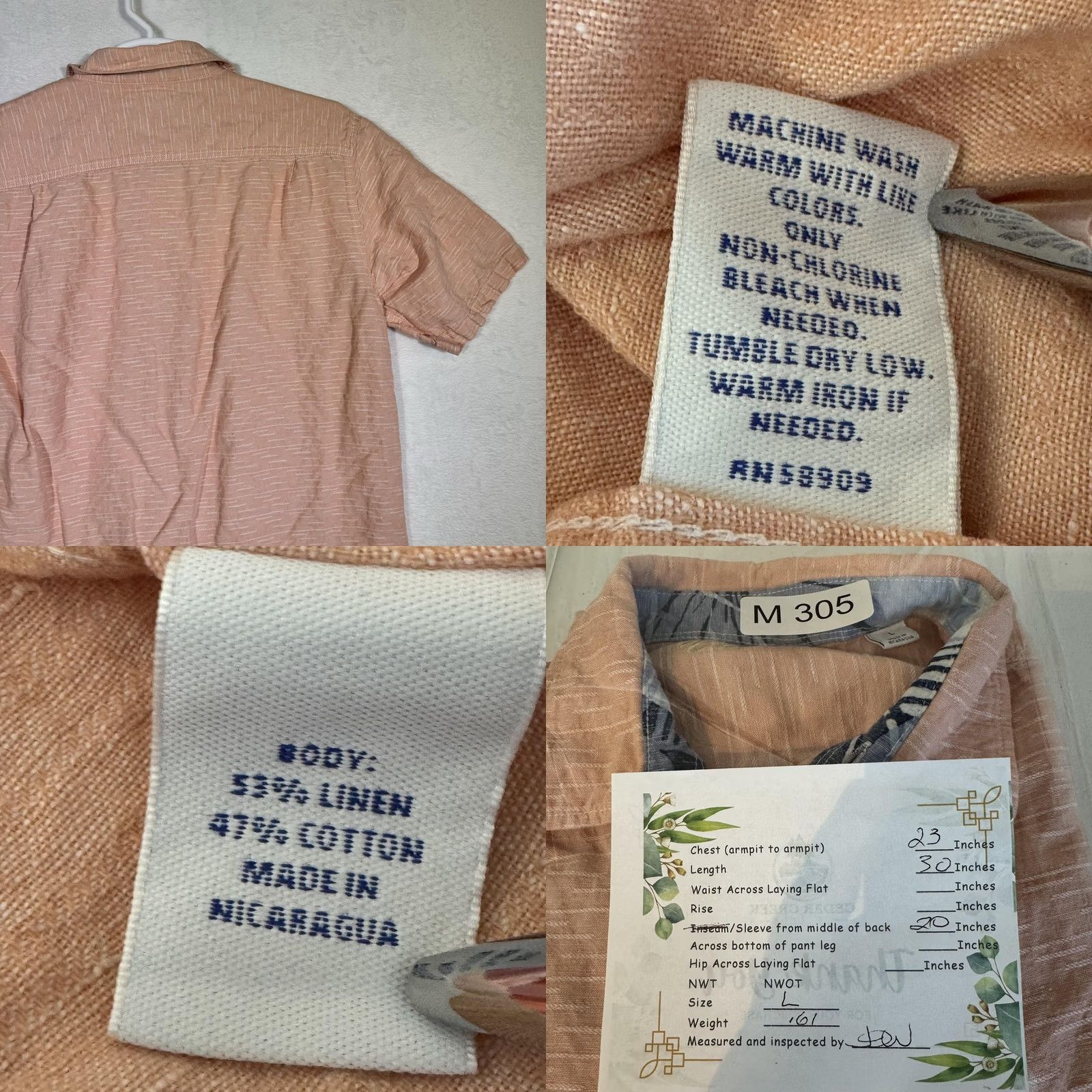 Vintage Caribbean Brand Shirt Mens Large Linen Short Sleeve Button Up Casual Pocket Size US L / EU 52-54 / 3 - 9 Thumbnail