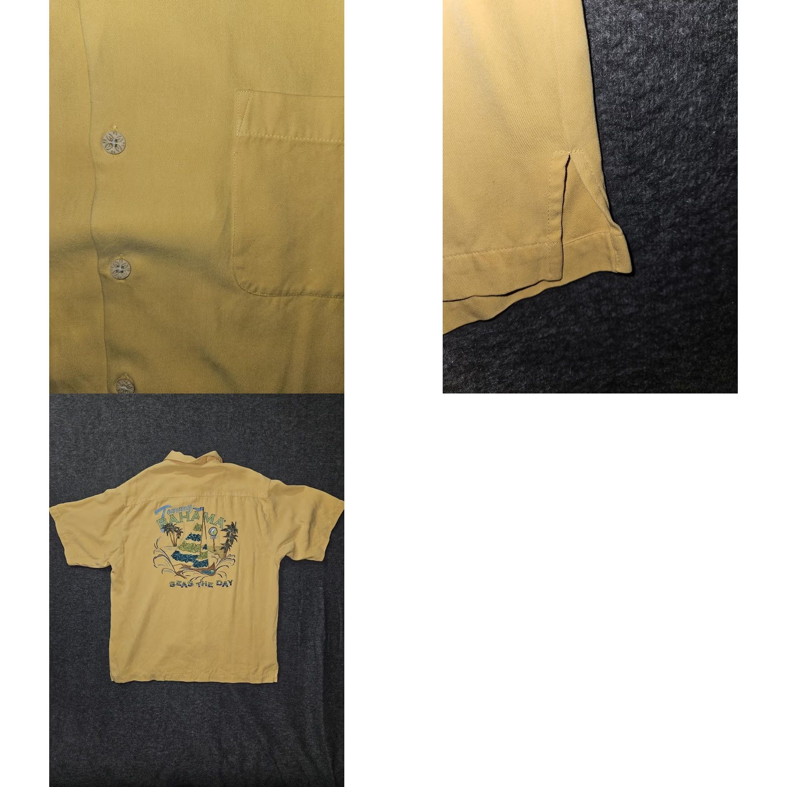 Tommy Bahama Tommy Bahama Shirt Mens Medium Yellow Silk Seas The Day Embroidered Camp Casual Size US M / EU 48-50 / 2 - 8 Thumbnail