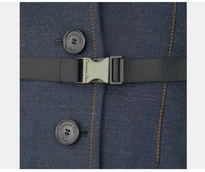 Dior o1w1db10225 324S77 Two-in-One Belted Jacket in Deep Blue Size L / US 10 / IT 46 - 3 Thumbnail