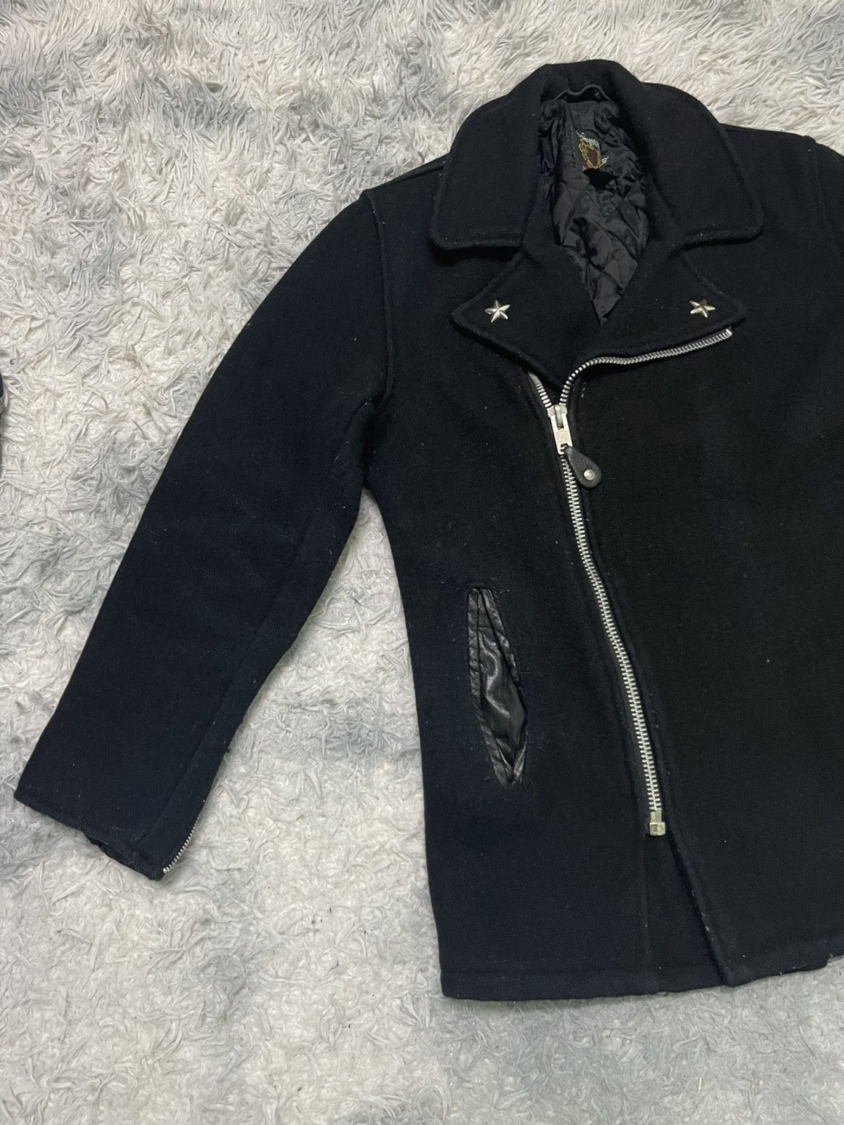 Schott 90s SCHOTT NYC DOUBLE COLLAR JACKET WOOL AND LEATHER Size US S / EU 44-46 / 1 - 3 Thumbnail