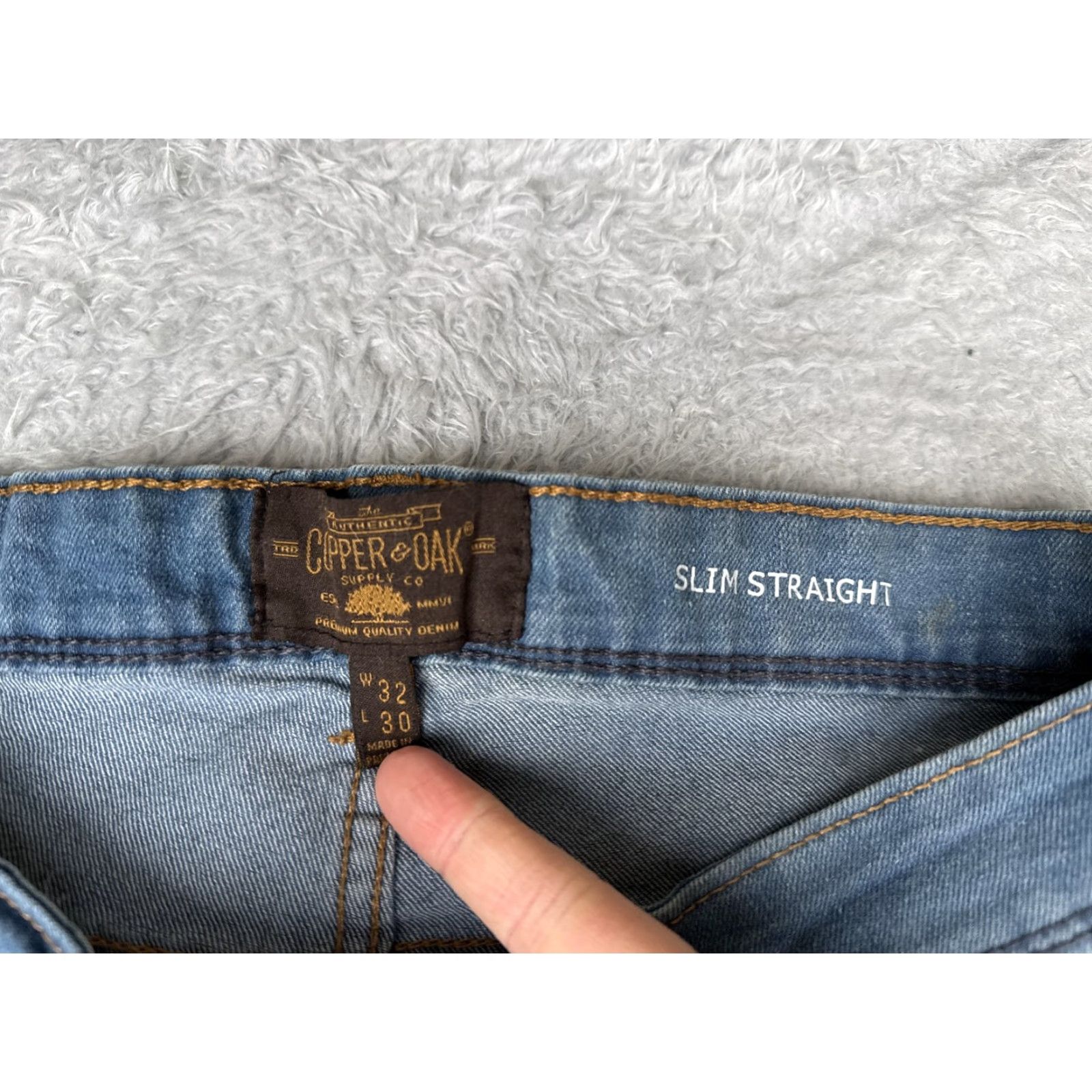 Vintage Copper & Oak Jeans Mens 32x30 Blue Slim Straight Leg Cotton Blend Medium Wash Size US 32 / EU 48 - 6 Thumbnail