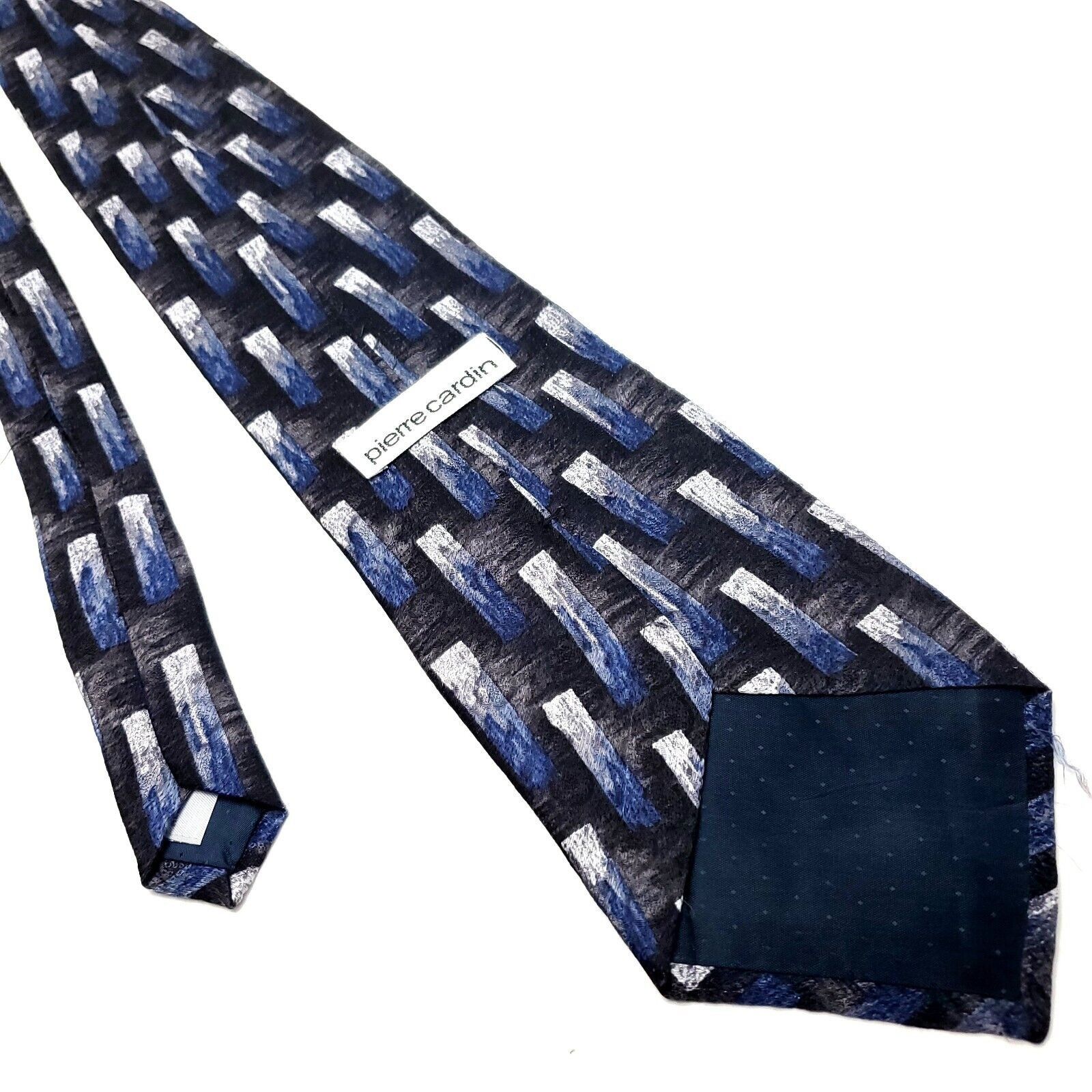 Pierre Cardin Pierre Cardin Blue Black Silk Tie Woven Geometric Size ONE SIZE - 3 Thumbnail