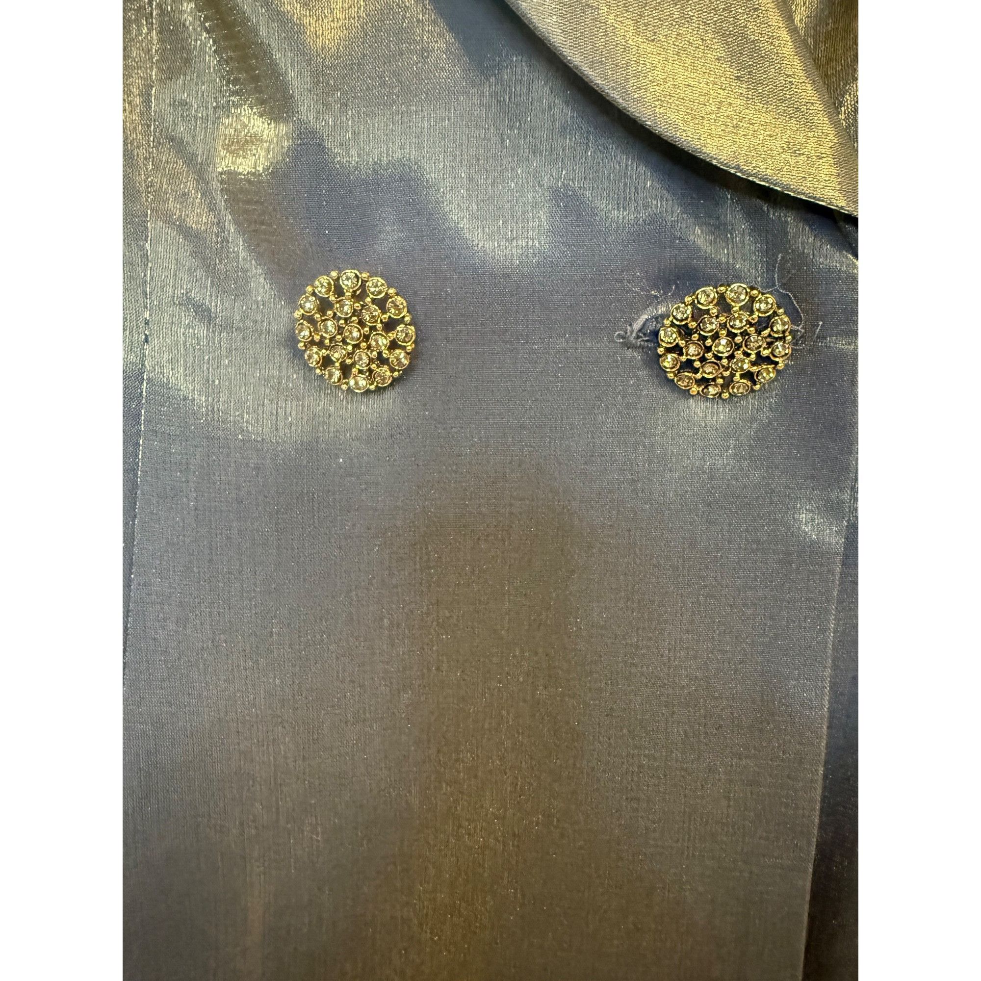 Other Vintage Cachet Womens Gold Blue Metallic Blazer & Pants Suit Size L / US 10 / IT 46 - 3 Thumbnail