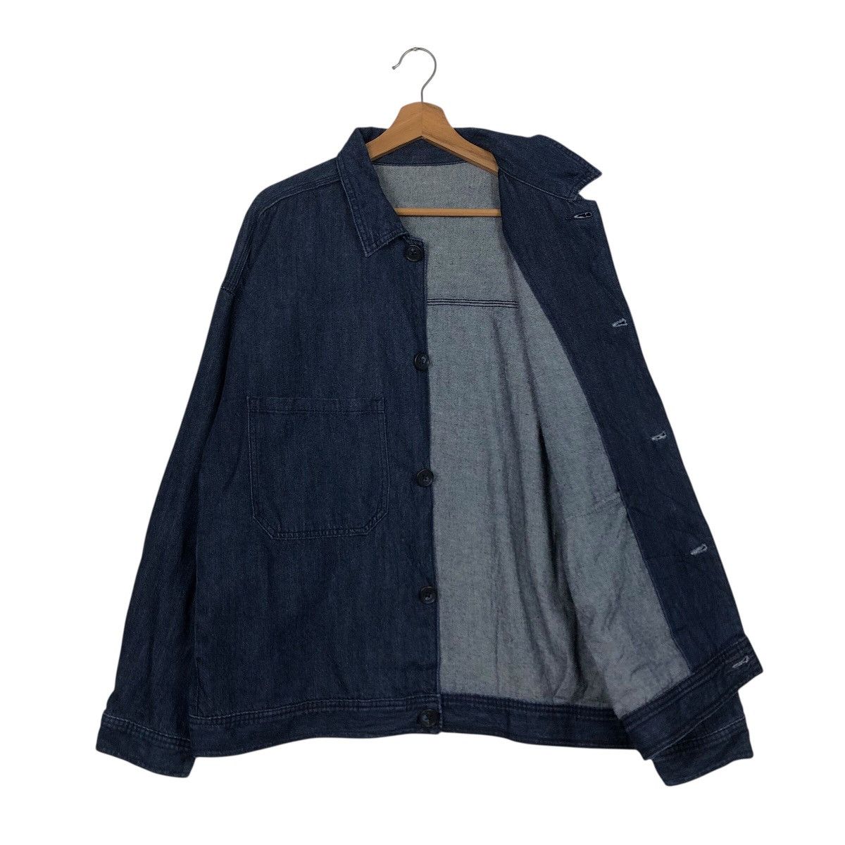 Japanese Brand 📌Vintage Denim Biker Chore Jacket Gu Indigo Issey Miyake Size US L / EU 52-54 / 3 - 12 Thumbnail