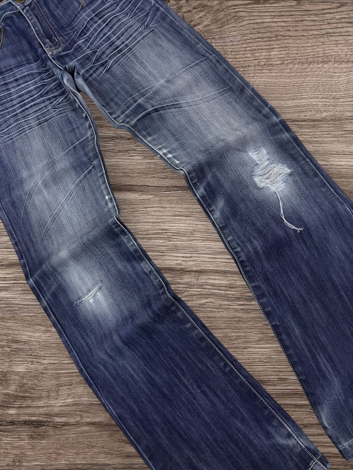 Japanese Brand Y2K Japan Lishen Lightning Fade Flare Jeans Size US 28 / EU 44 - 3 Thumbnail