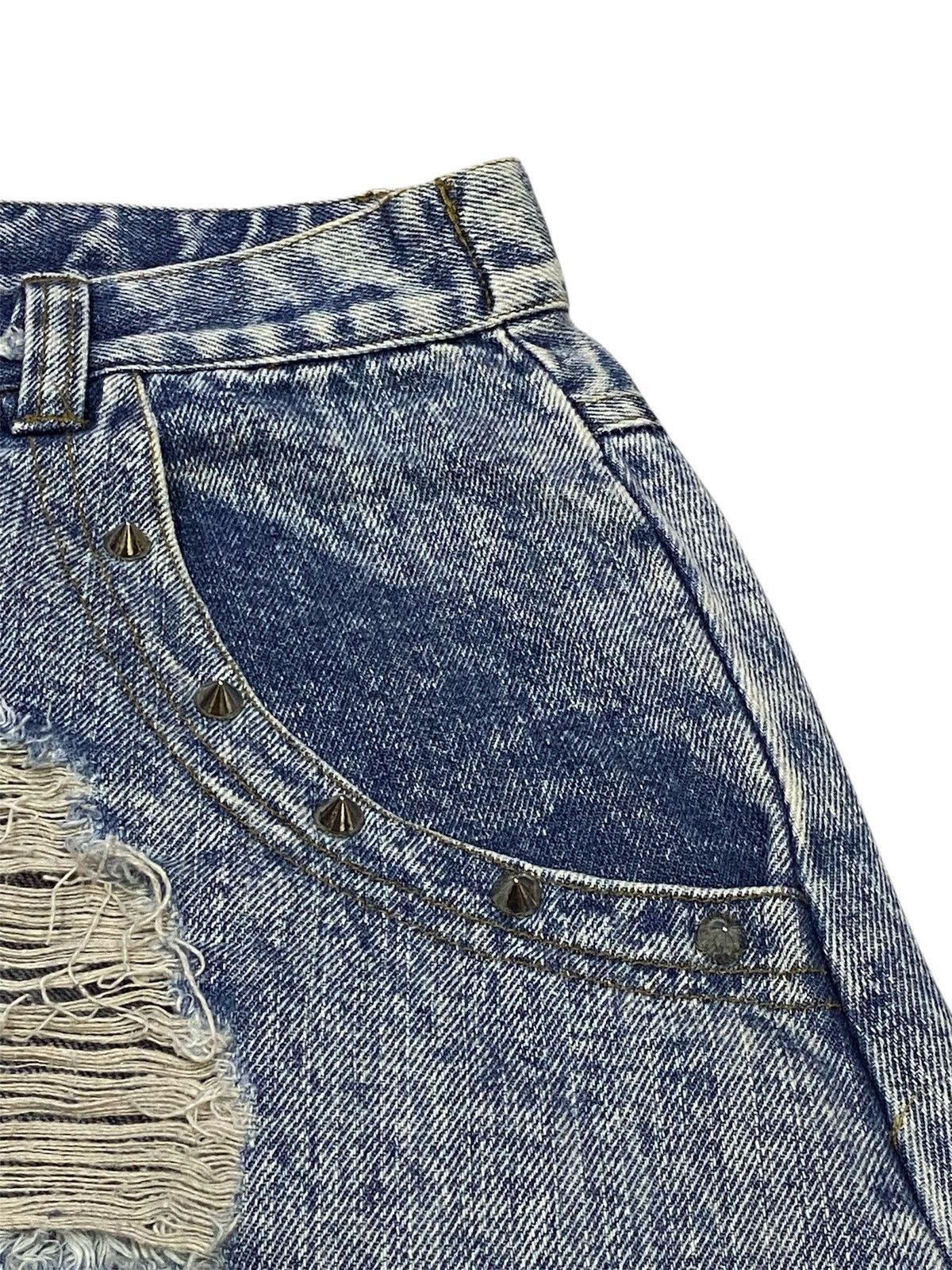 Japanese Brand Super Lovers Ripped Distressed Drop Crotch Baggy Jeans Size 28" / US 6 / IT 42 - 7 Thumbnail