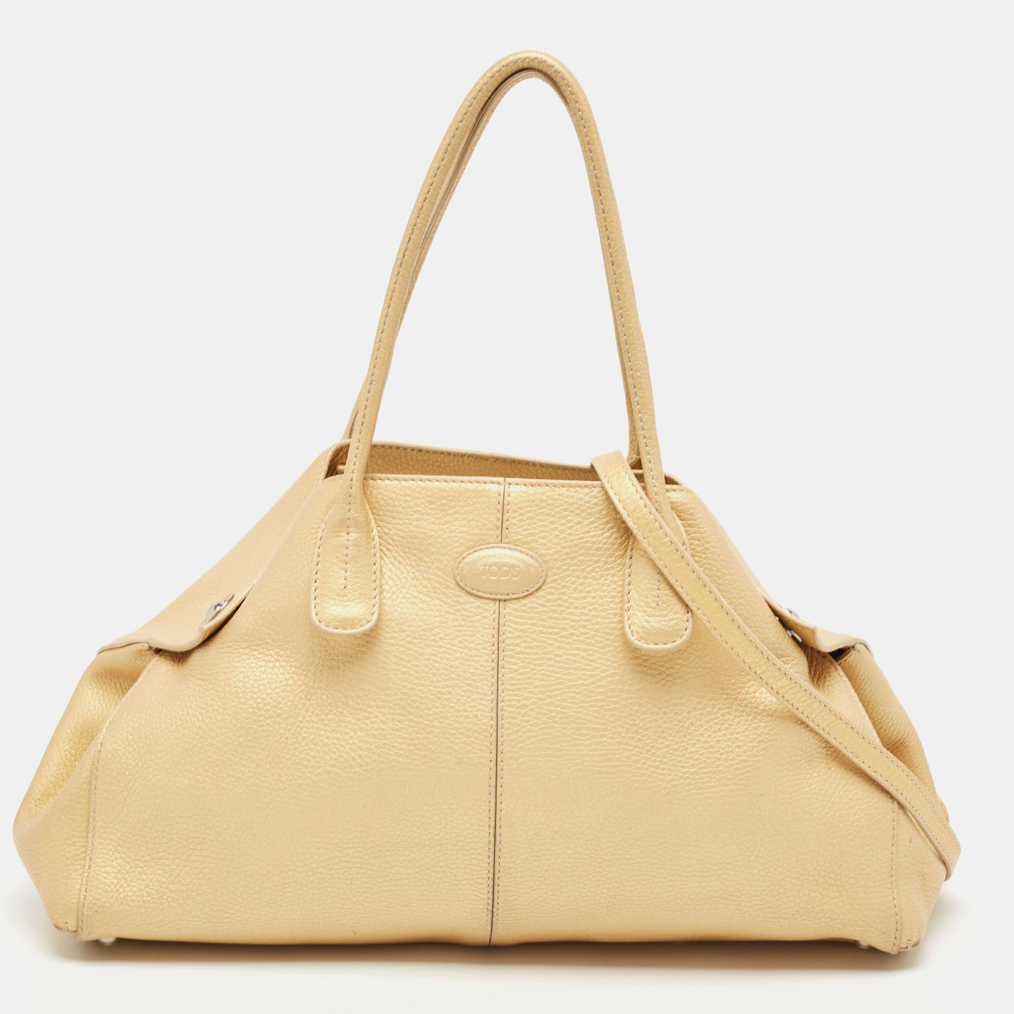 image of Tods Tod's Gold Leather East/west New Girelli Satchel, Women's