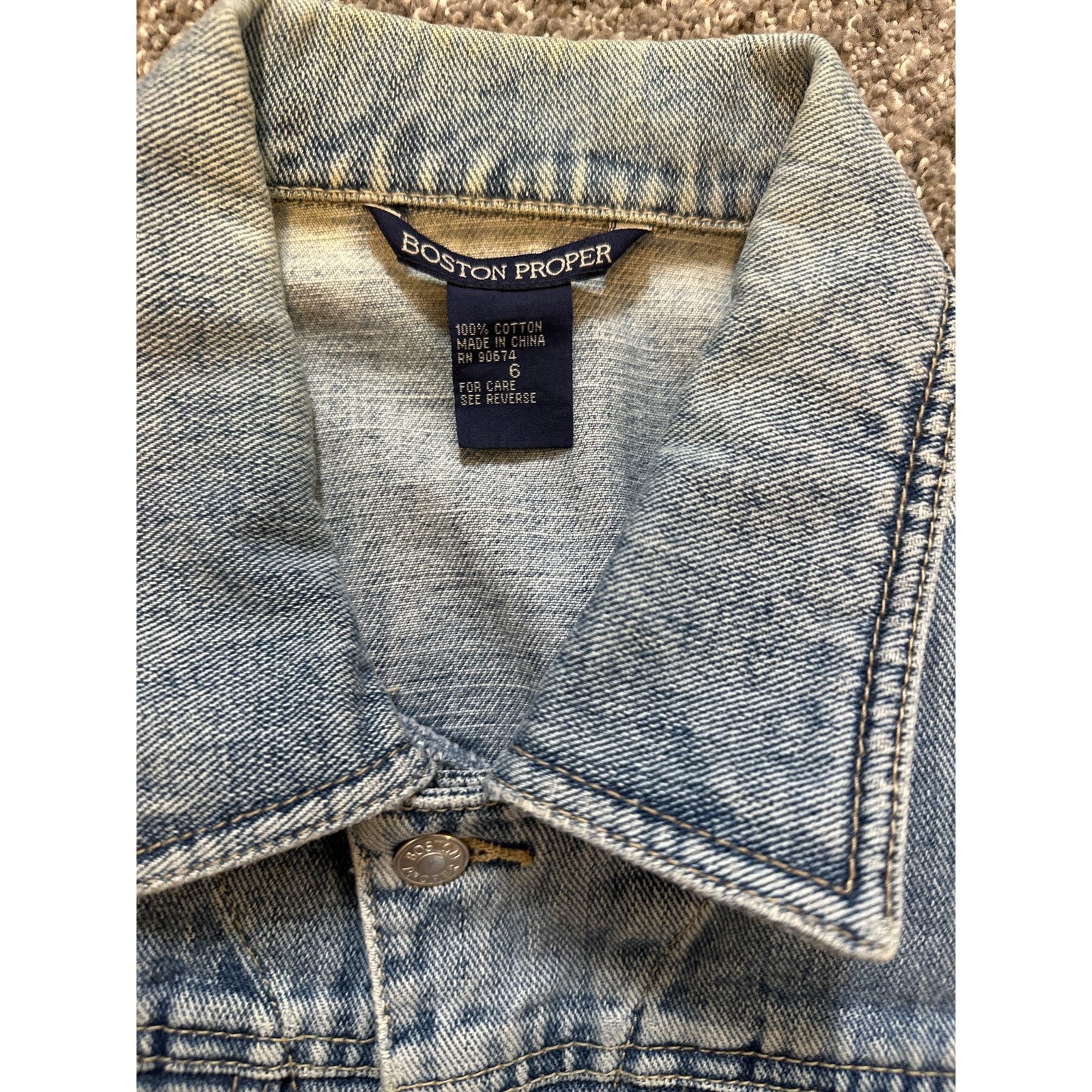 Boston Proper BOSTON PROPER Button Up Medium Wash Denim Jean Jacket Sze 6 Size M / US 6-8 / IT 42-44 - 3 Thumbnail