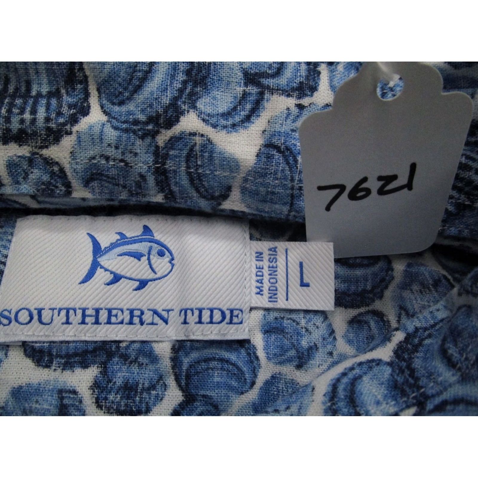 Southern Tide Southern Tide Shirt Men Large Blue Geometric Short Sleeve Linen Rayon Sea Life Size US L / EU 52-54 / 3 - 8 Thumbnail