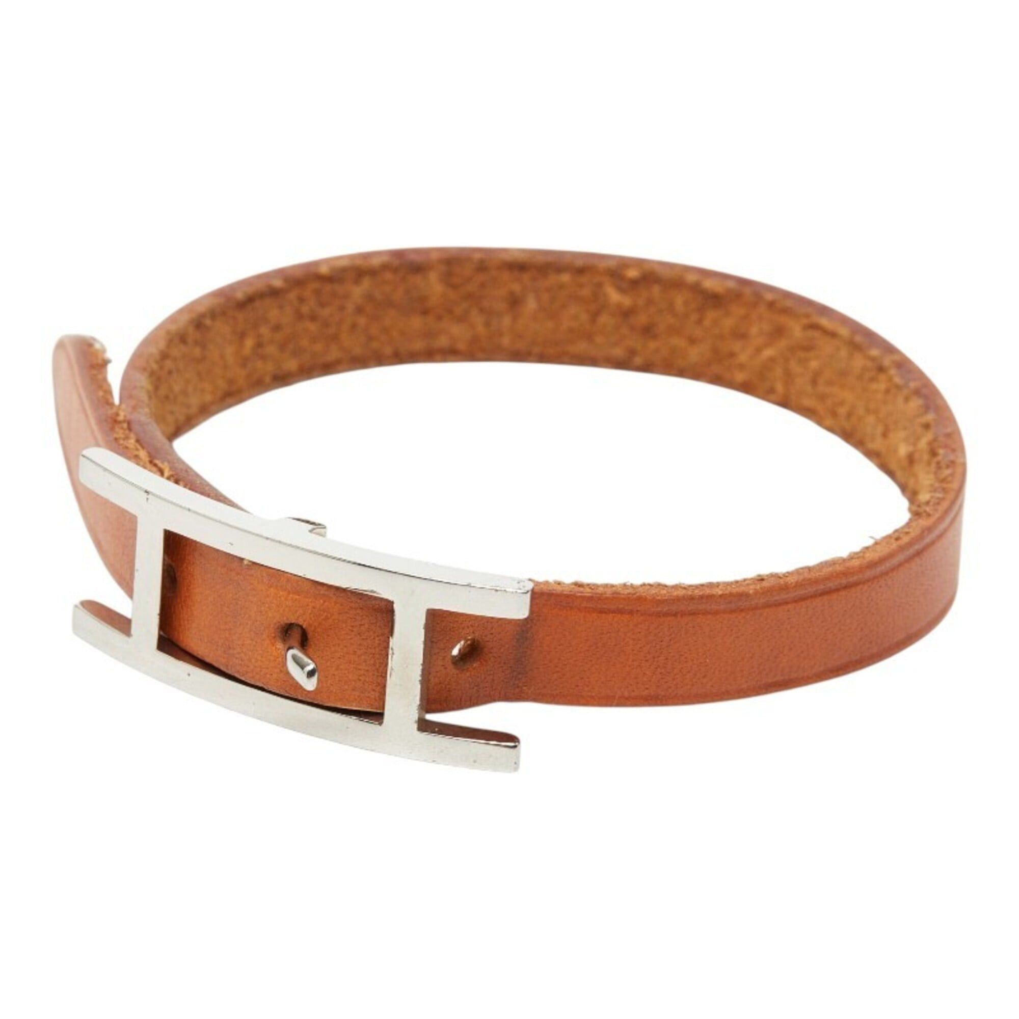 Hermes Hermes Api 1 Bracelet, Brown, Silver Hardware, Leather, Women's Size ONE SIZE - 1 Thumbnail
