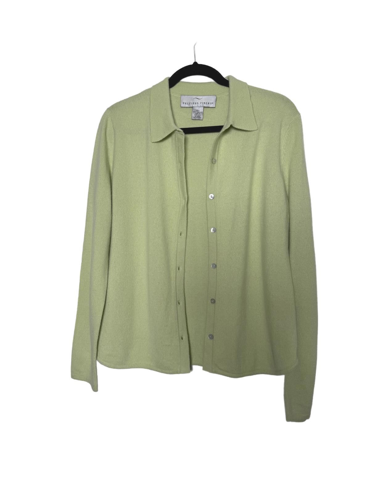 Other Green Cashmere Knitted Button up Women Sweater Size L / US 10 / IT 46 - 1 Thumbnail