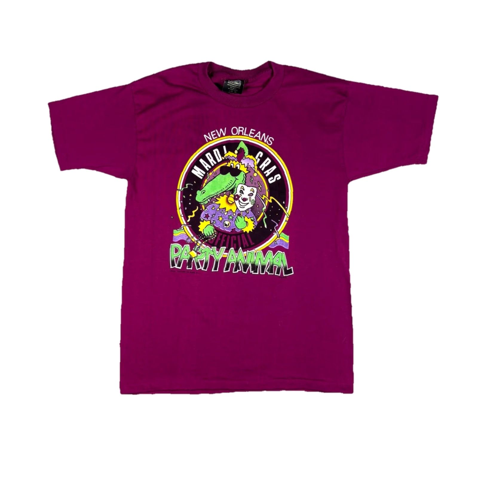 Vintage VINTAGE New Orleans Mardi Gras T Shirt Party Animal Size L USA Shirt Mens Purple 90s Cotton Crew Neck Short Sleeve Basketball? Size US L / EU 52-54 / 3 - 2 Thumbnail