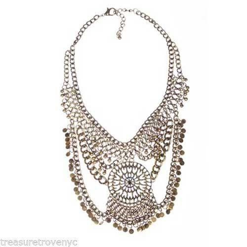 Designer Treasure Trove NYC Goldtone Fringe Bib Necklace Size ONE SIZE - 2 Thumbnail