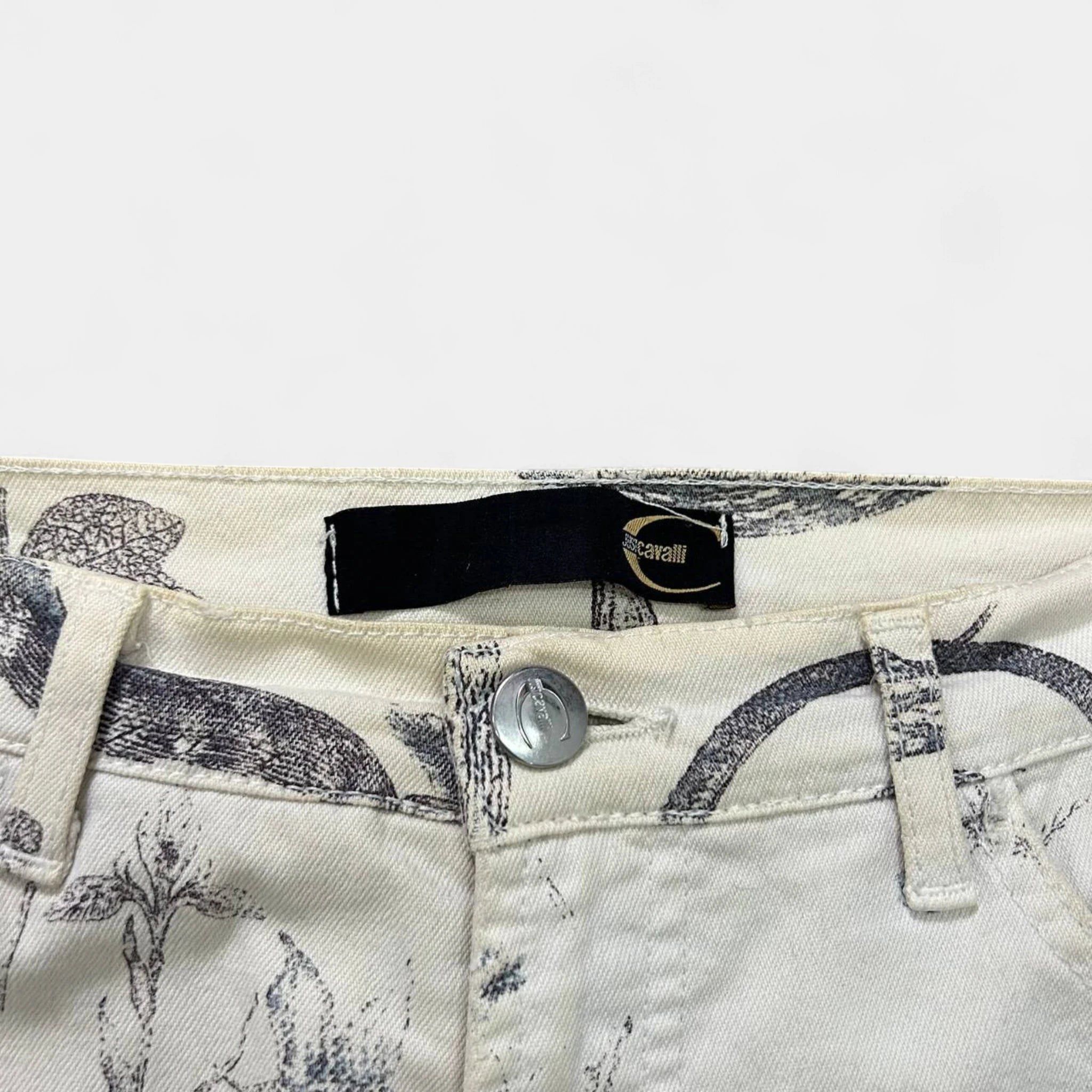Just Cavalli Just Cavalli SS04 Serpent Botanical Print Flare Jeans Size US 27 - 5 Thumbnail