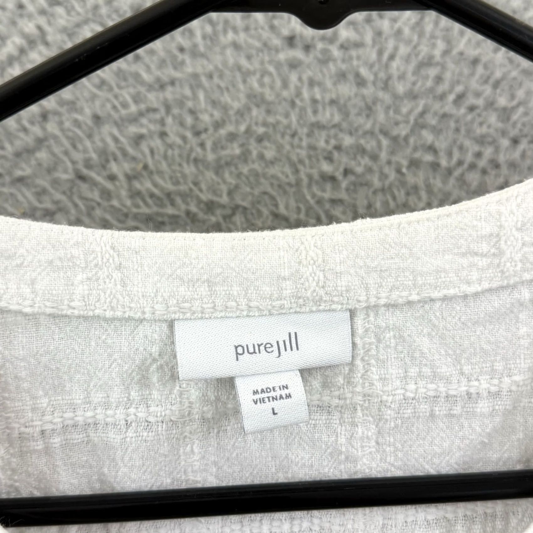 J. Jill J.Jill White Textured Linen Blend Button Down Blouse Tunic Women L Silk? No, Linen Blend. Size L / US 10 / IT 46 - 6 Thumbnail