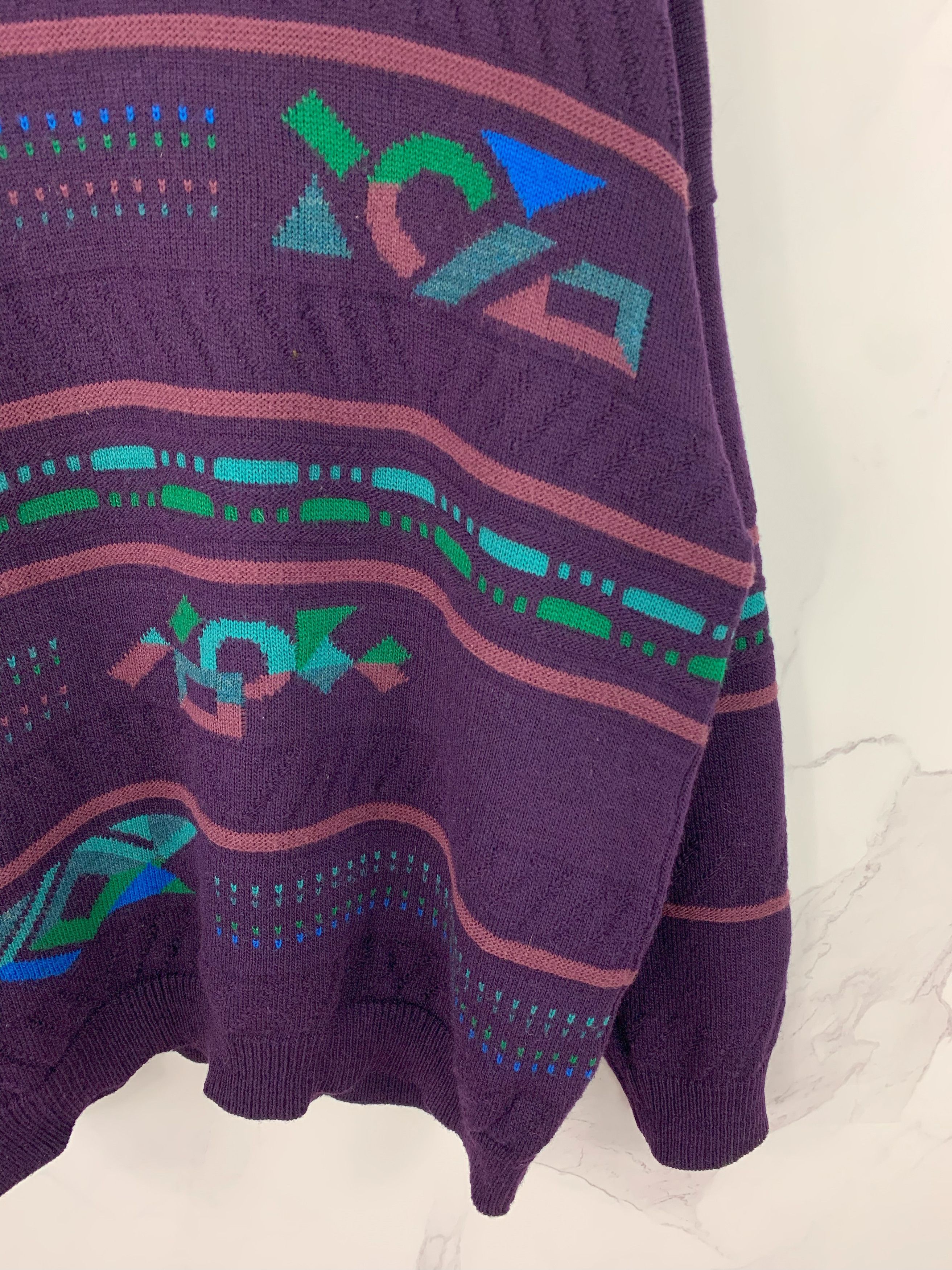 Other Vintage Paco Calvari Wool/Acrylic Geometric Pattern Sweater Size US L / EU 52-54 / 3 - 8 Thumbnail