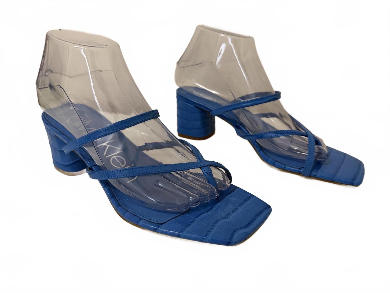Calvin Klein CALVIN KLEIN Strappy Block Heel Sandals in Blue (US 8) Size US 8 / IT 38 - 2 Thumbnail