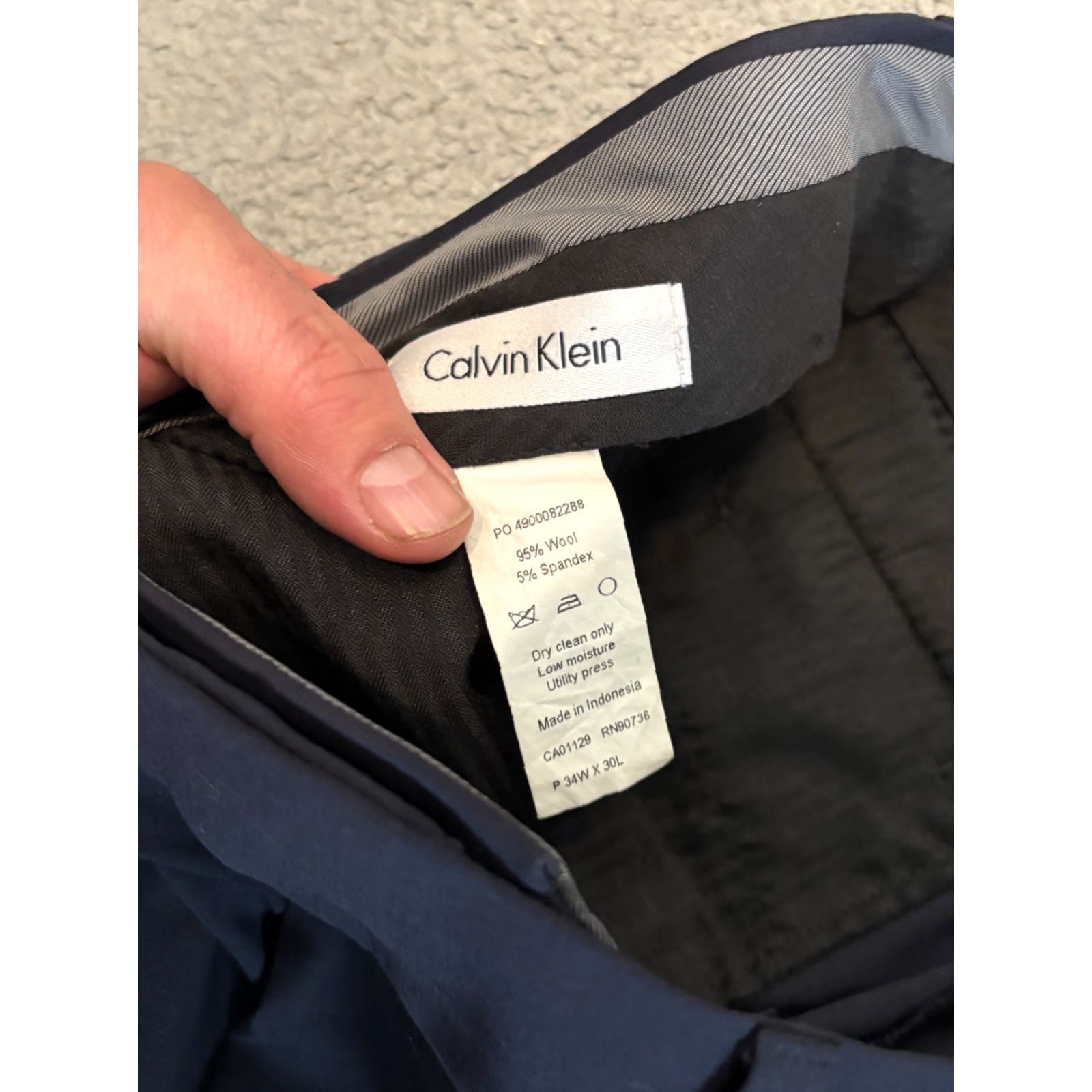 Calvin Klein Calvin Klein Dress Pants Mens 34x30 Navy Blue Wool Blend Stretch Career Office Size US 34 / EU 50 - 2 Thumbnail