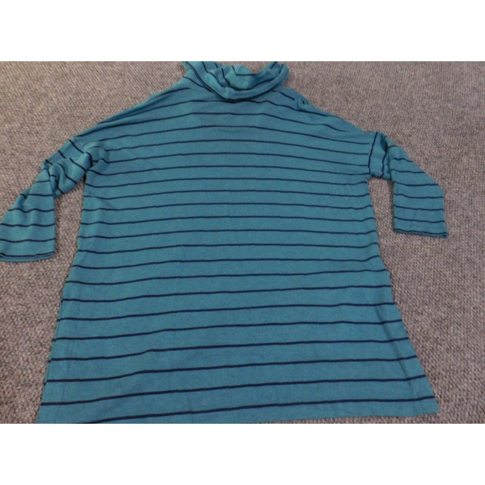 Loft LOFT Sweater Pullover Turtleneck Blue Striped Rib Knit Long Sleeve Women 2XL Casual Regular Modern Designer Knit Stretch Size XXL / US 16-18 / IT 52-54 - 6 Thumbnail