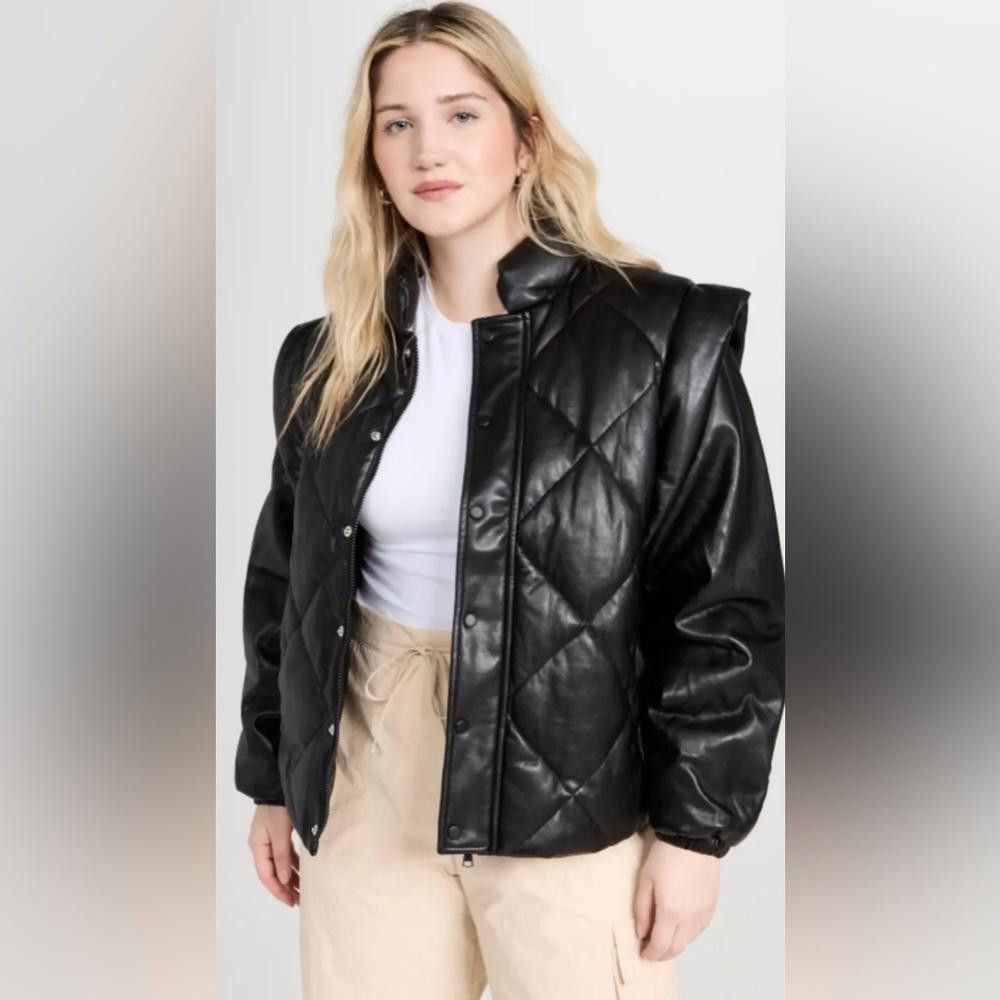 image of NWT Pistola Denim Black Puffer Jacket, Women's (Size Medium)