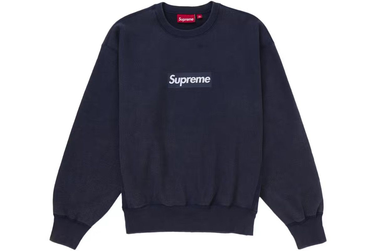 Supreme Supreme Washed Box Logo Crewneck Navy | Grailed