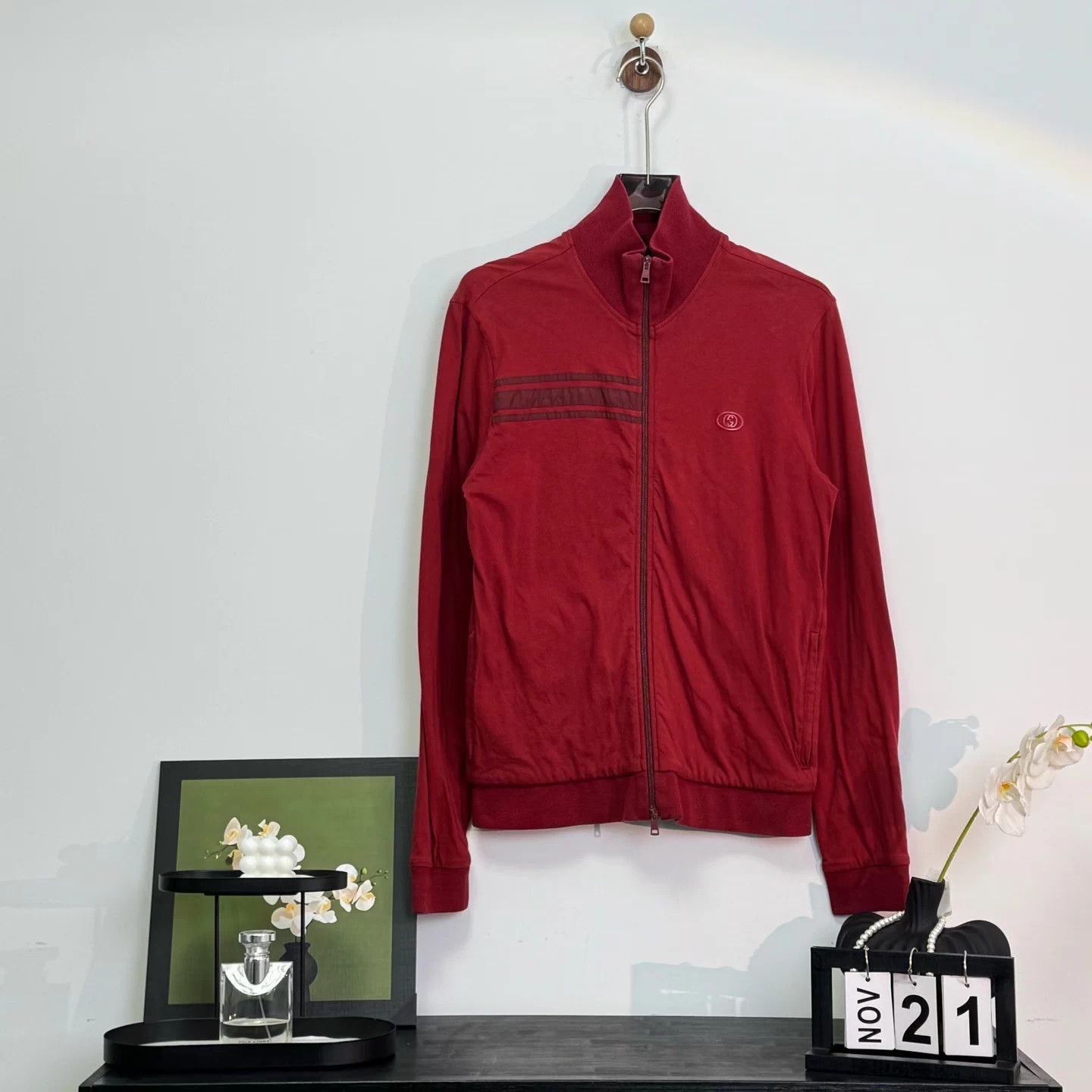 Gucci 0832 Gucci Red Double Glogo Zipper Jacket Size L / US 10 / IT 46 - 1 Thumbnail