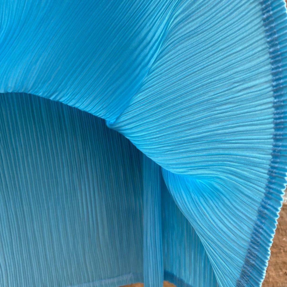 Coneco Sky Blue Pleated Elastic-Waist Skirt