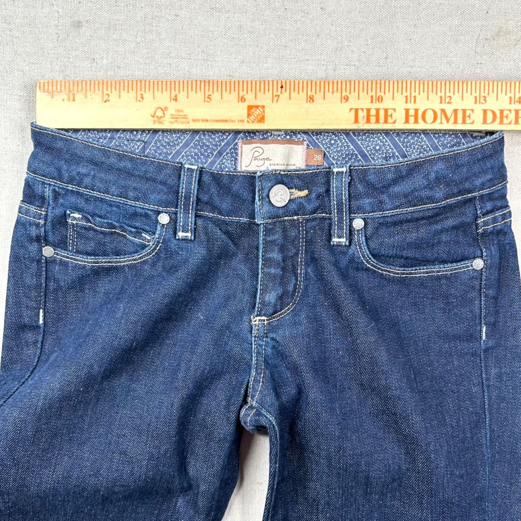 Paige VINTAGE Paige Jeans Womens 26 Blue Heights Low Rise Dark Wash Slim Straight Jeans Size 26" / US 2 / IT 38 - 6 Thumbnail