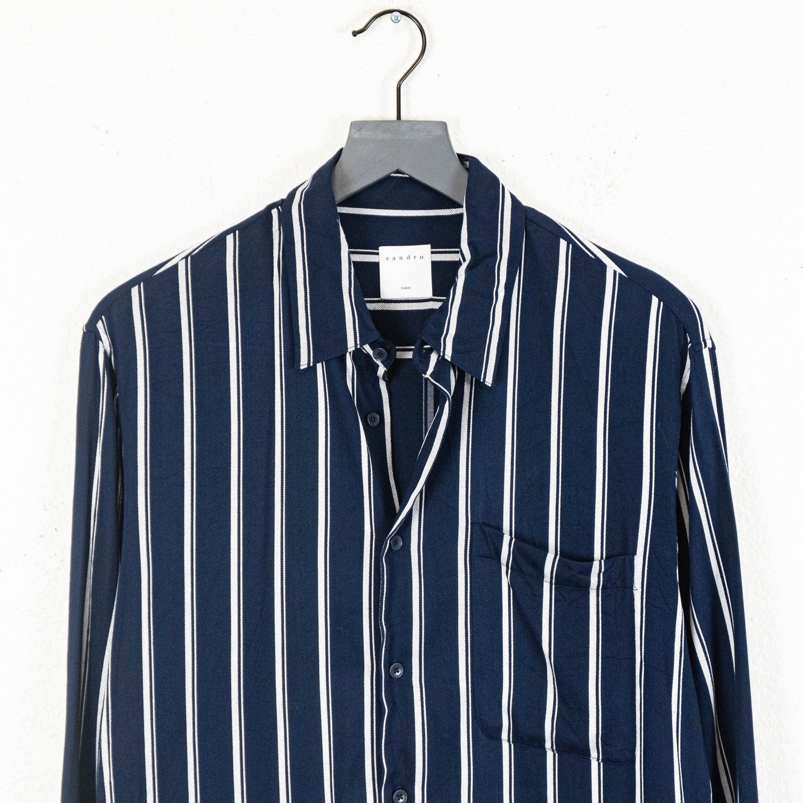 Sandro Sandro Paris Flow Striped Shirt button up Navy striped XL Size US XL / EU 56 / 4 - 3 Thumbnail