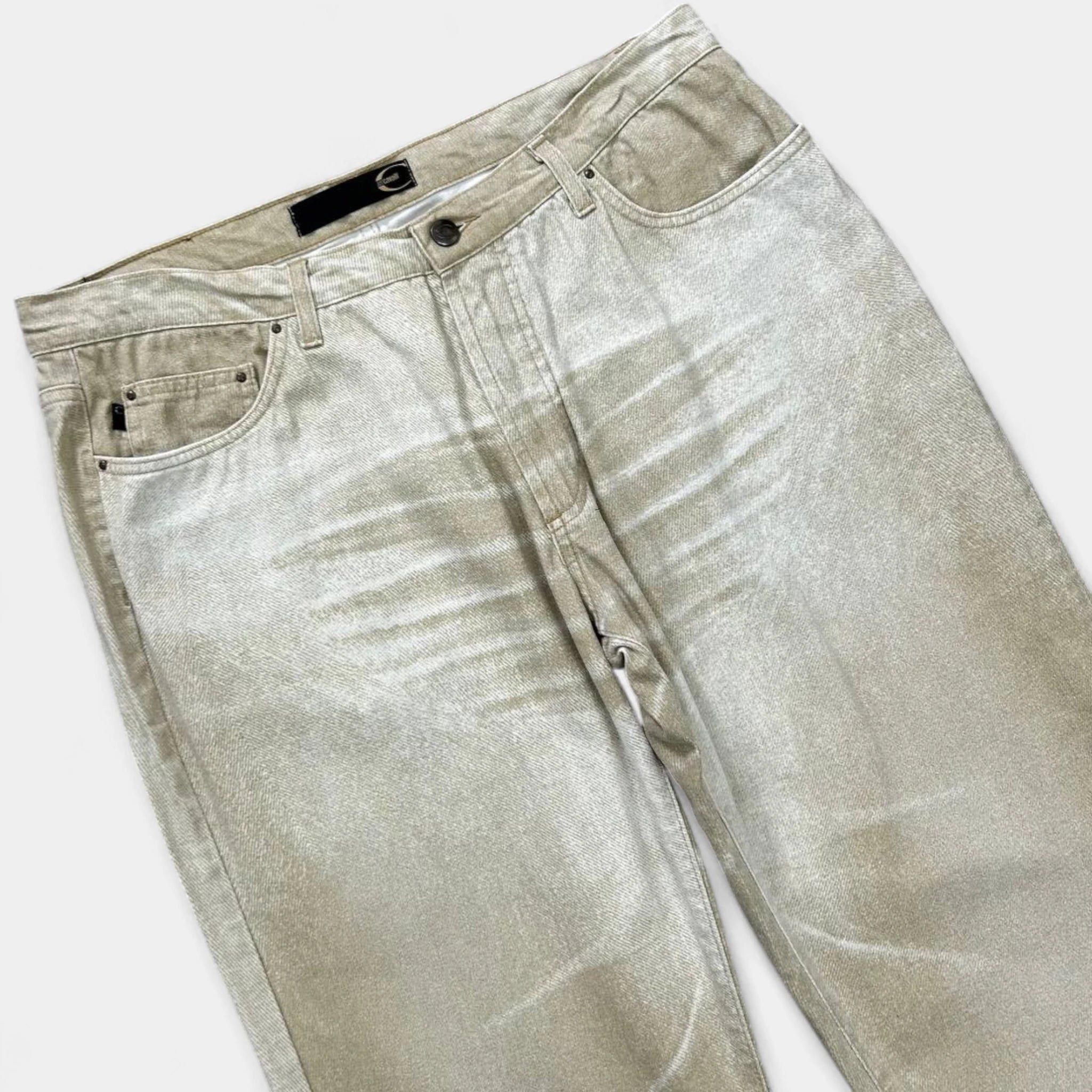 Just Cavalli Just Cavalli Baggy Beige Denim Print Effect Jeans Size 36" / US 14 / IT 50 - 2 Thumbnail