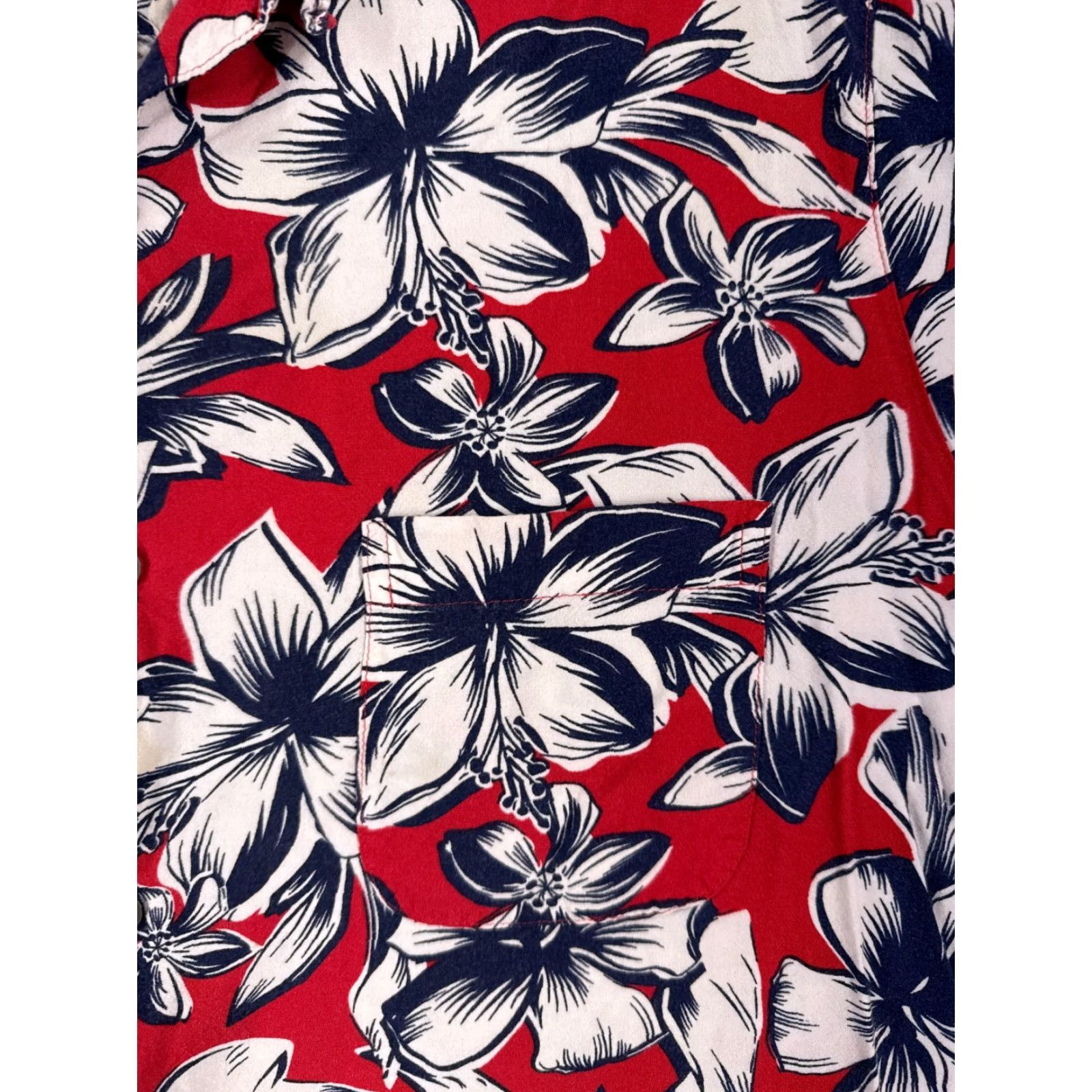George George Shirt Adult XL Red Hawaiian Floral Short Sleeve Button-Up Cotton Mens Size US XL / EU 56 / 4 - 6 Thumbnail