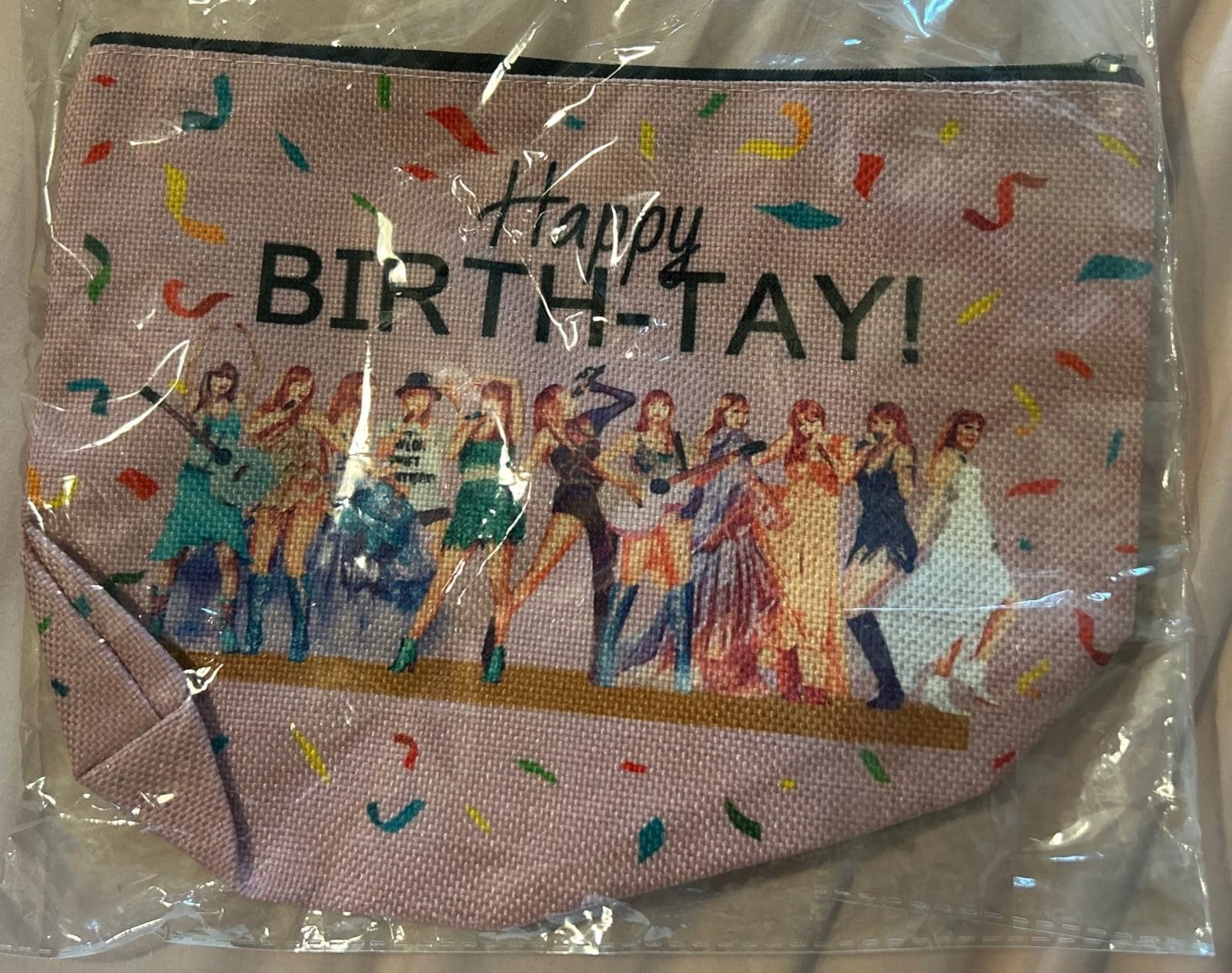 Designer Taylor Swift Swiftie Happy Birth-Tay! Cosmetic Makeup Bag Size ONE SIZE - 3 Thumbnail