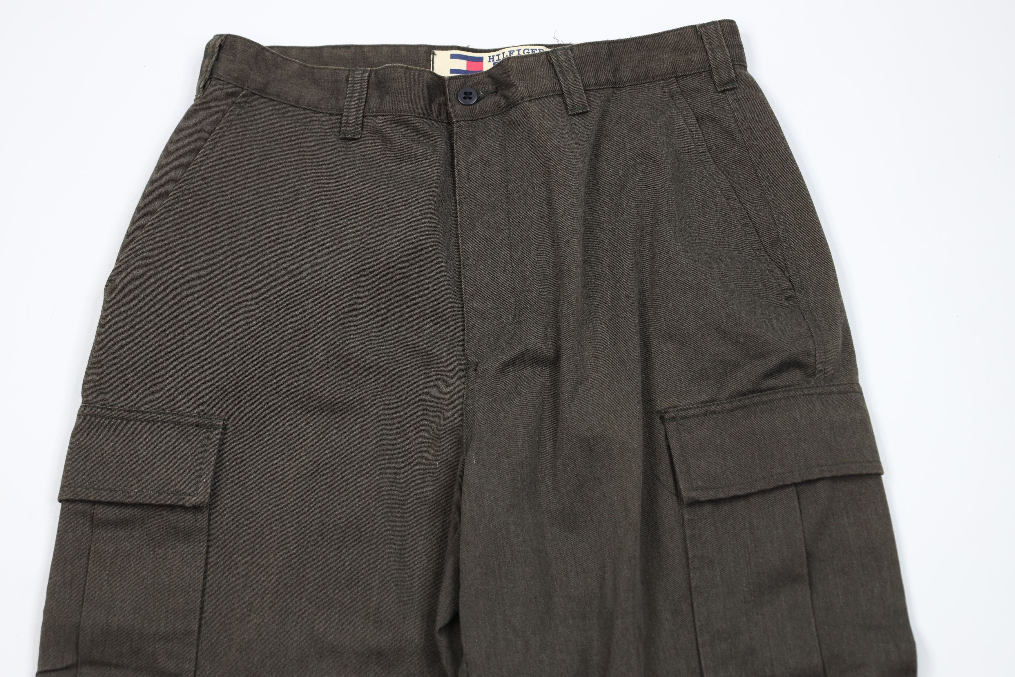 Tommy Hilfiger Vintage 90s Tommy Hilfiger Heavy Wide Leg Cargo Pants Green Size US 32 / EU 48 - 2 Thumbnail