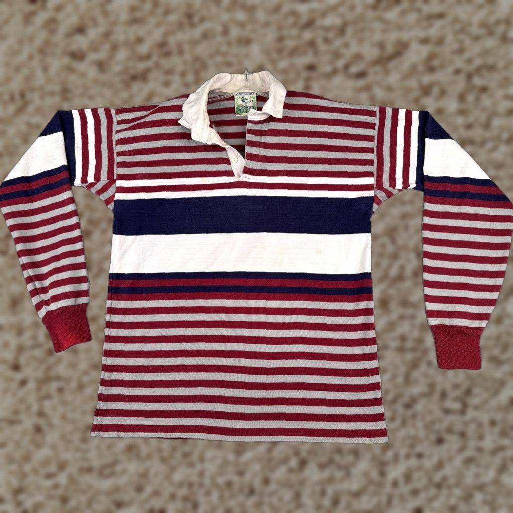 Lands' End Lands End Polo Shirt Men XL Red Blue Gray Stripe Long Sleeve Size US XL / EU 56 / 4 - 1 Thumbnail