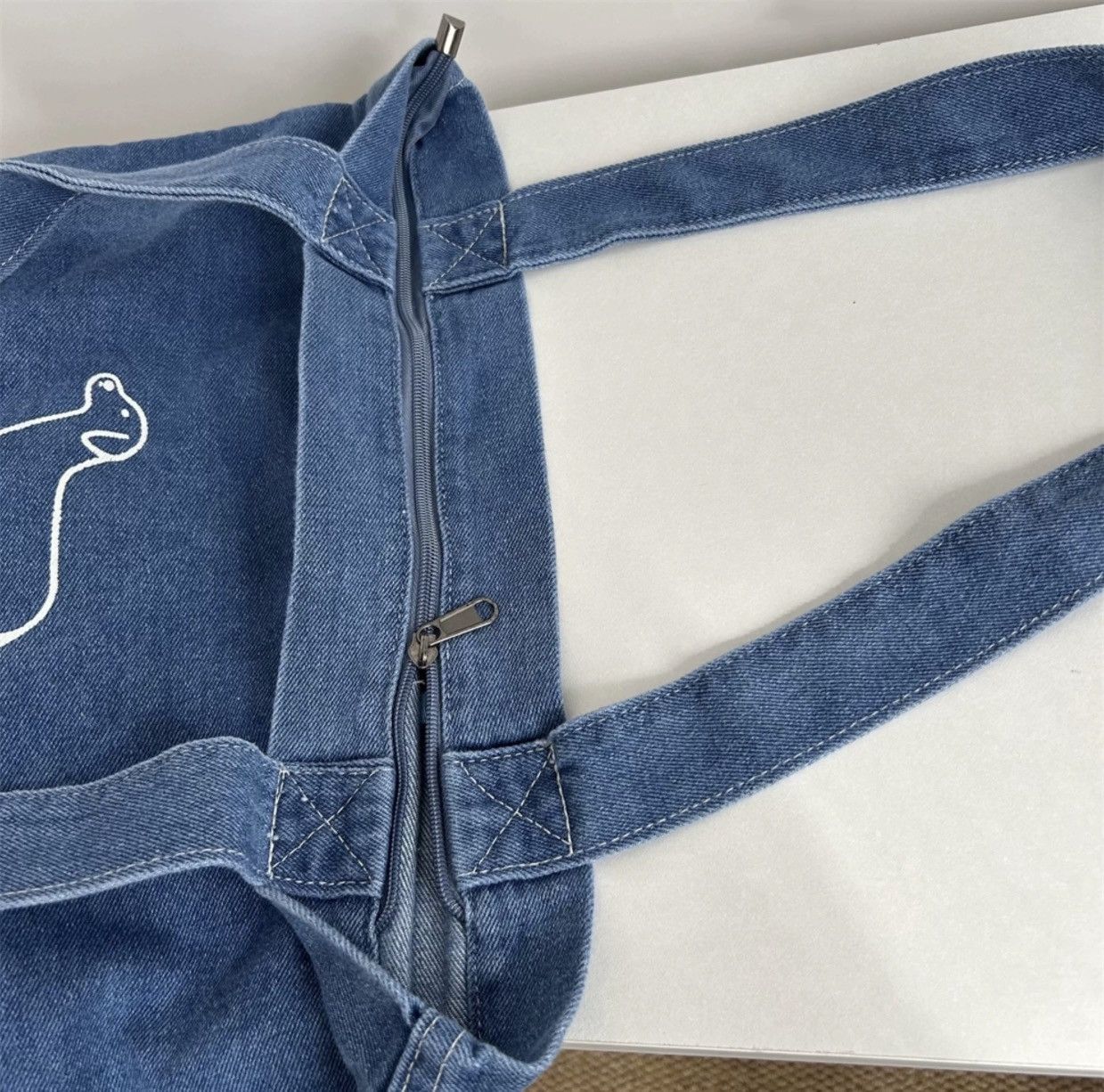 Japanese Brand Outdoor y2k washed doggy denim tote bag aesthetic Size ONE SIZE - 3 Thumbnail