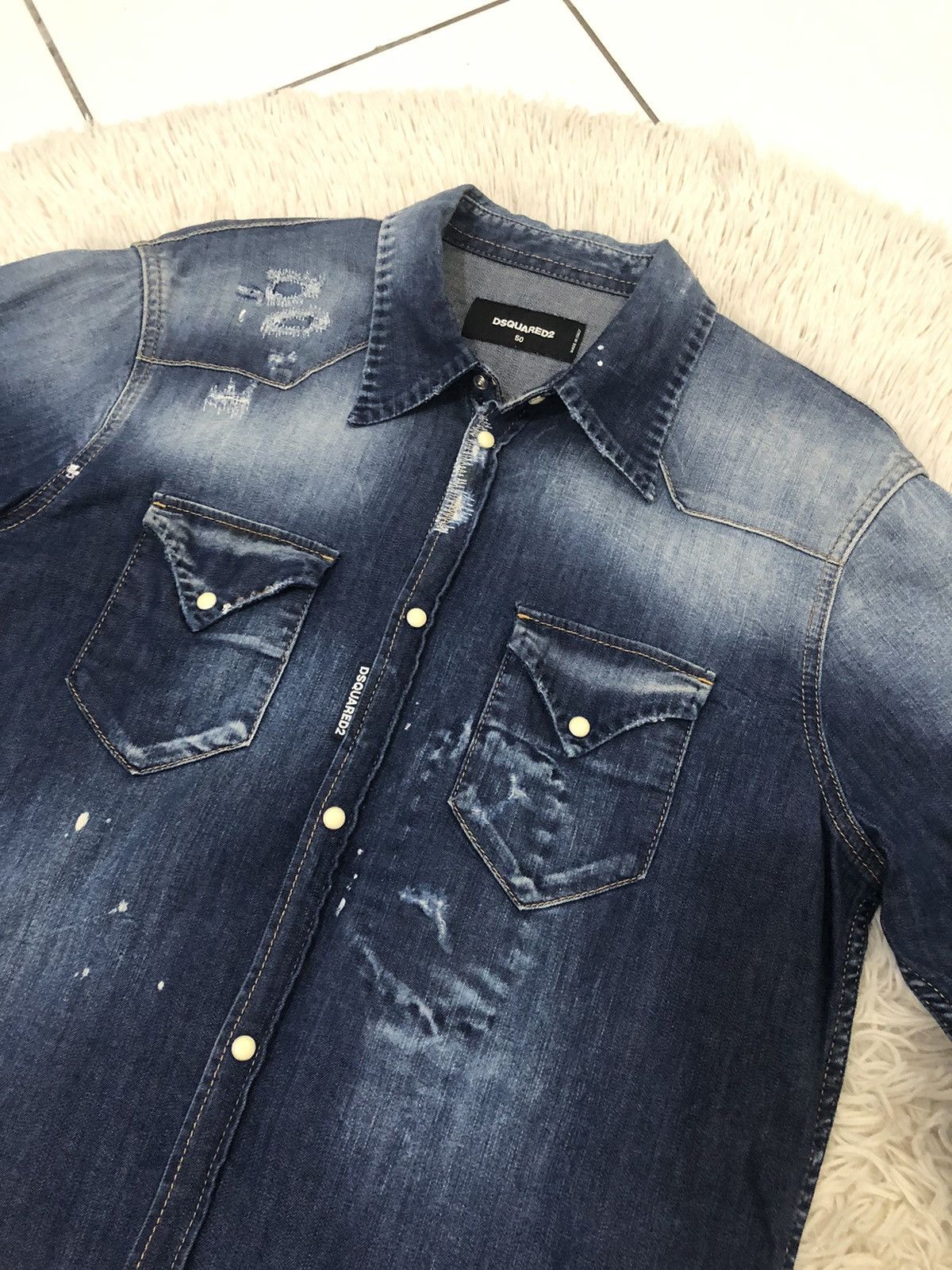 Dsquared2 Dsquared2 Distressed Denim Shirt Size US S / EU 44-46 / 1 - 7 Thumbnail