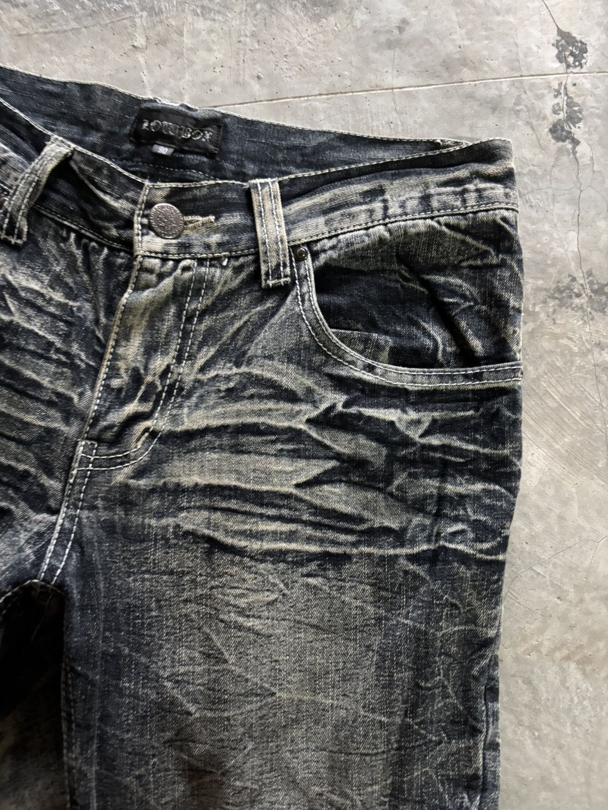 Hysteric Glamour DISTRESSED LOWBOX WHISKERED WASH JAPANESE DENIM SLIM GRUNGE Size US 31 - 9 Thumbnail