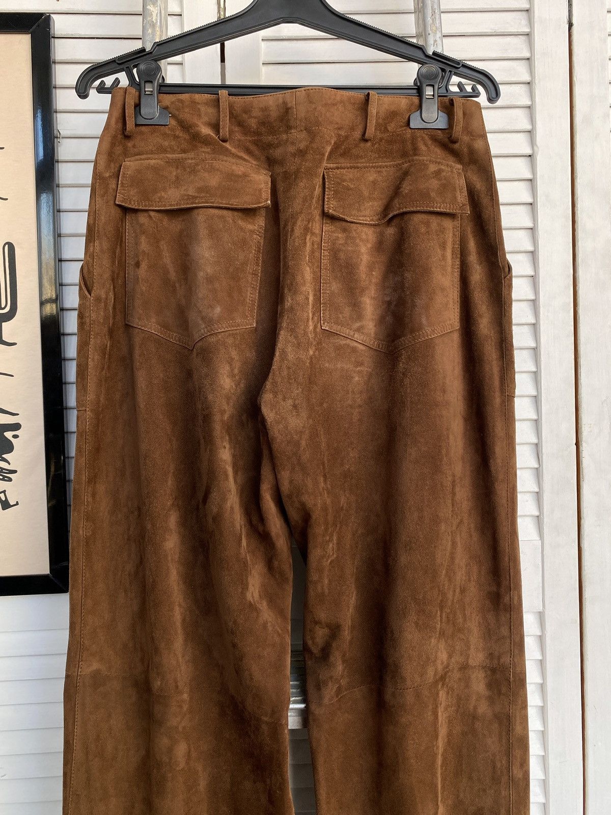 Designer × Vintage Vintage Sprung Freres Luxury Suede Leather Wide Leg Pants Size 27" / US 4 / IT 40 - 13 Thumbnail
