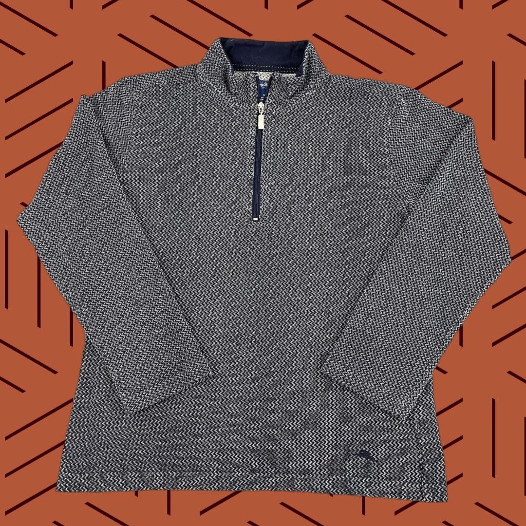 Tommy Bahama TOMMY BAHAMA Sweater Mens Blue Medium 1/4 Zip Knit Pullover Beach Preppy Casual Size US M / EU 48-50 / 2 - 1 Thumbnail