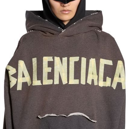 Balenciaga o1tr1nto0326 Tape Type Ripped Pocket Hoodie Large Fit Grey Size US M / EU 48-50 / 2 - 5 Thumbnail