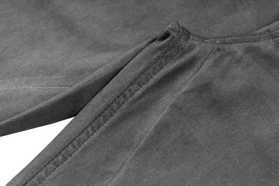 Japanese Brand Distressed grey flared straight baggy design jeans Size US 33 - 4 Thumbnail