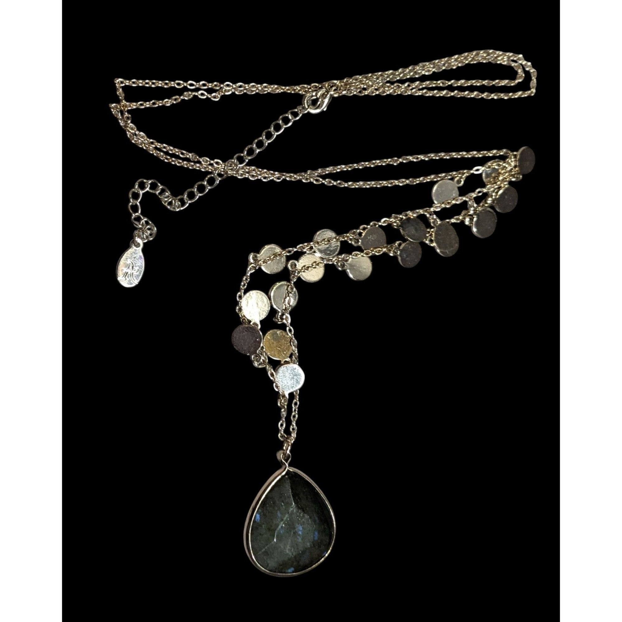Other Boho Chic Gold Tone Charm Necklace With Teardrop Labradorite Size ONE SIZE - 1 Thumbnail