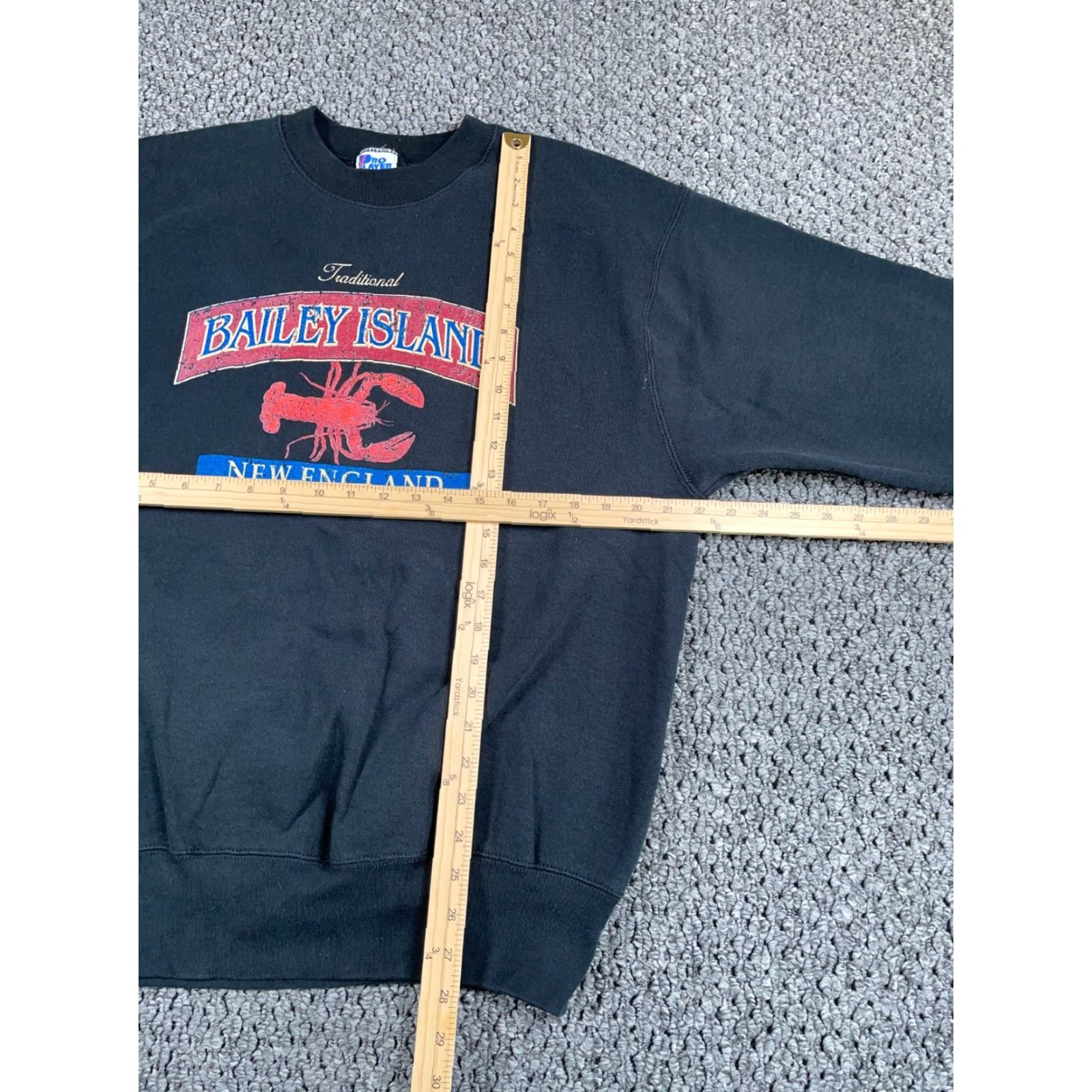 Pro Player VINTAGE Pro-Player Sweatshirt Black Graphic Print 50-50 Heavyweight Adult Large Men Bailey Island New England 90s Nautical City Retro Crew Neck Size US L / EU 52-54 / 3 - 5 Thumbnail