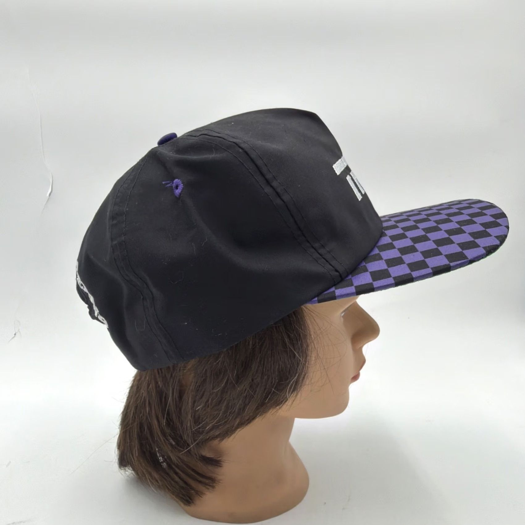 Vintage VINTAGE TRW Hat COMMERCIAL STEERING Black Purple Checkered Flag Bill Snapback Unisex Adults One Size Black Sports Snapback Mens Womens Boys Girls Size ONE SIZE - 4 Thumbnail