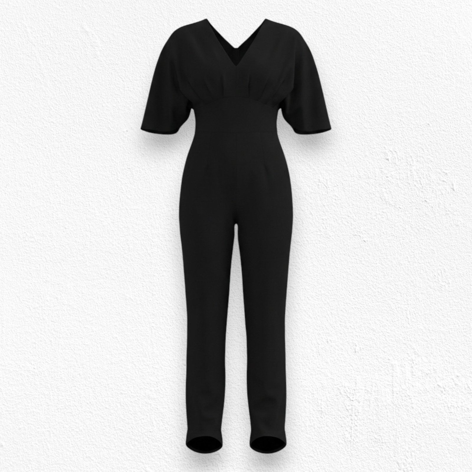 Other Black V Neck Drape Sleeve Jumpsuit Size XS Size 26" / US 2 / IT 38 - 1 Thumbnail