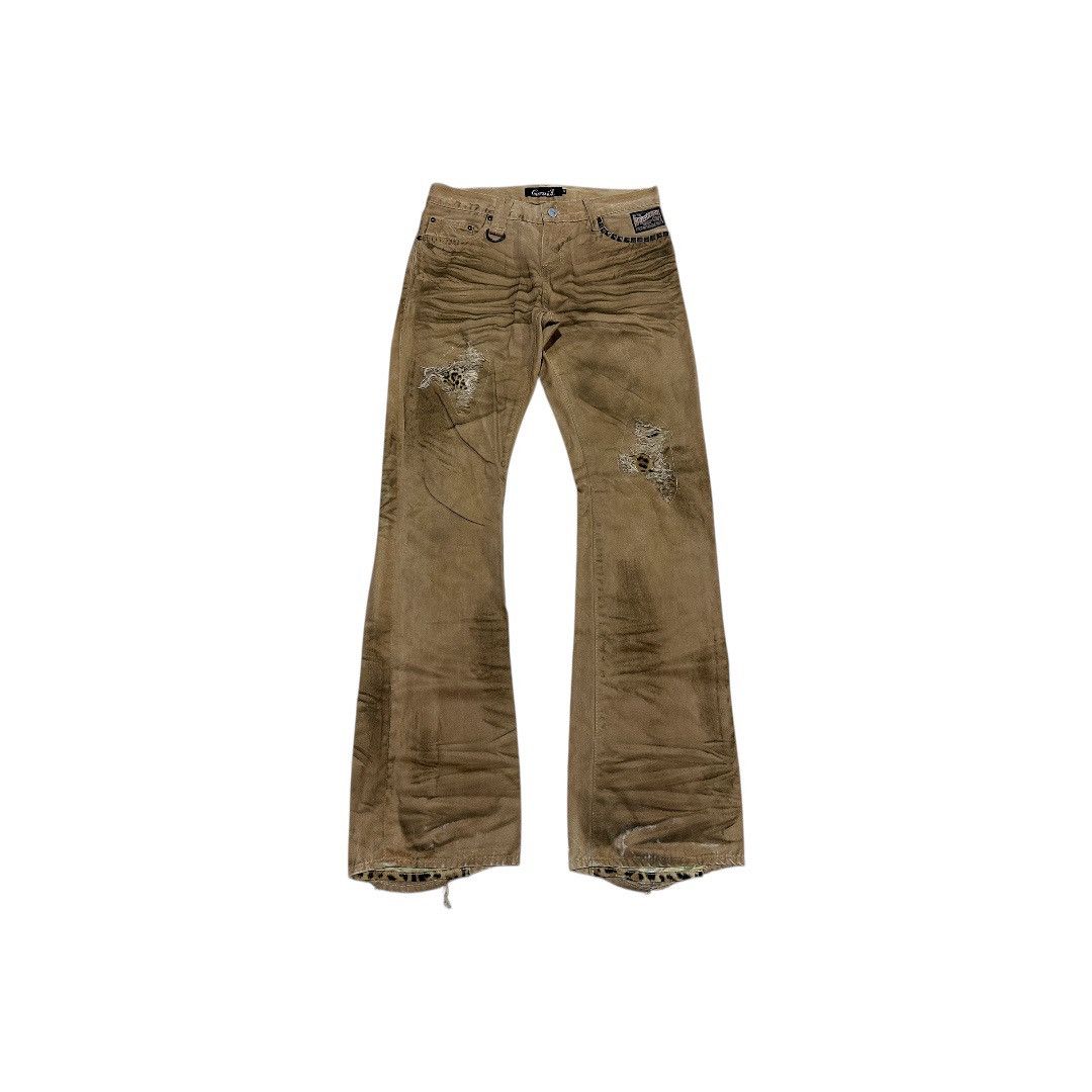 If Six Was Nine 🔥Y2K Archived Cavaria Leopard Patchwork Flared Pants LGB Size US 30 / EU 46 - 1 Thumbnail