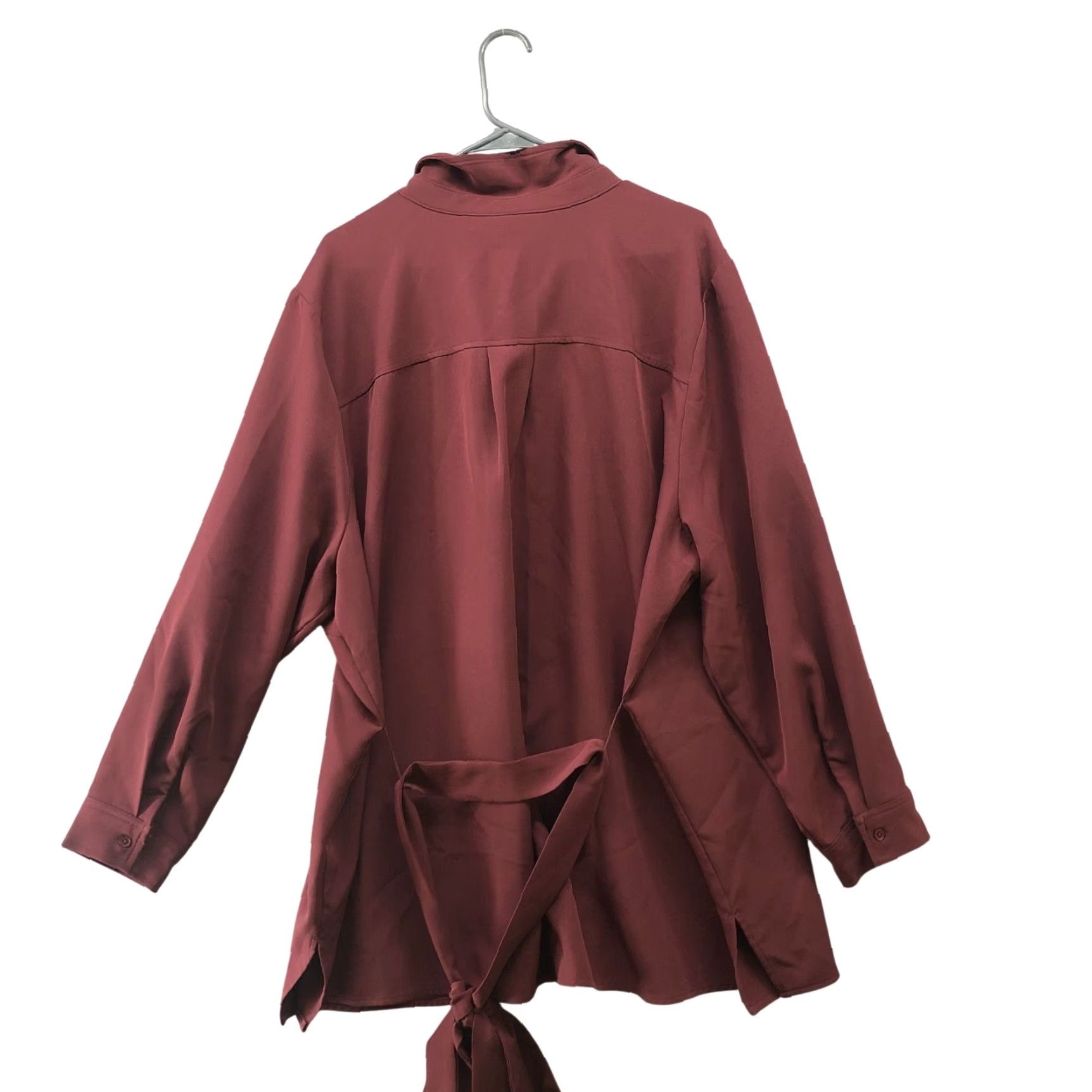 Vintage VINTAGE Lane Bryant Relaxed Shirt Jacket Shacket Womens Plus Size 26 Wine 4X Tie Waist Size 4XL / US 24-26 - 3 Thumbnail