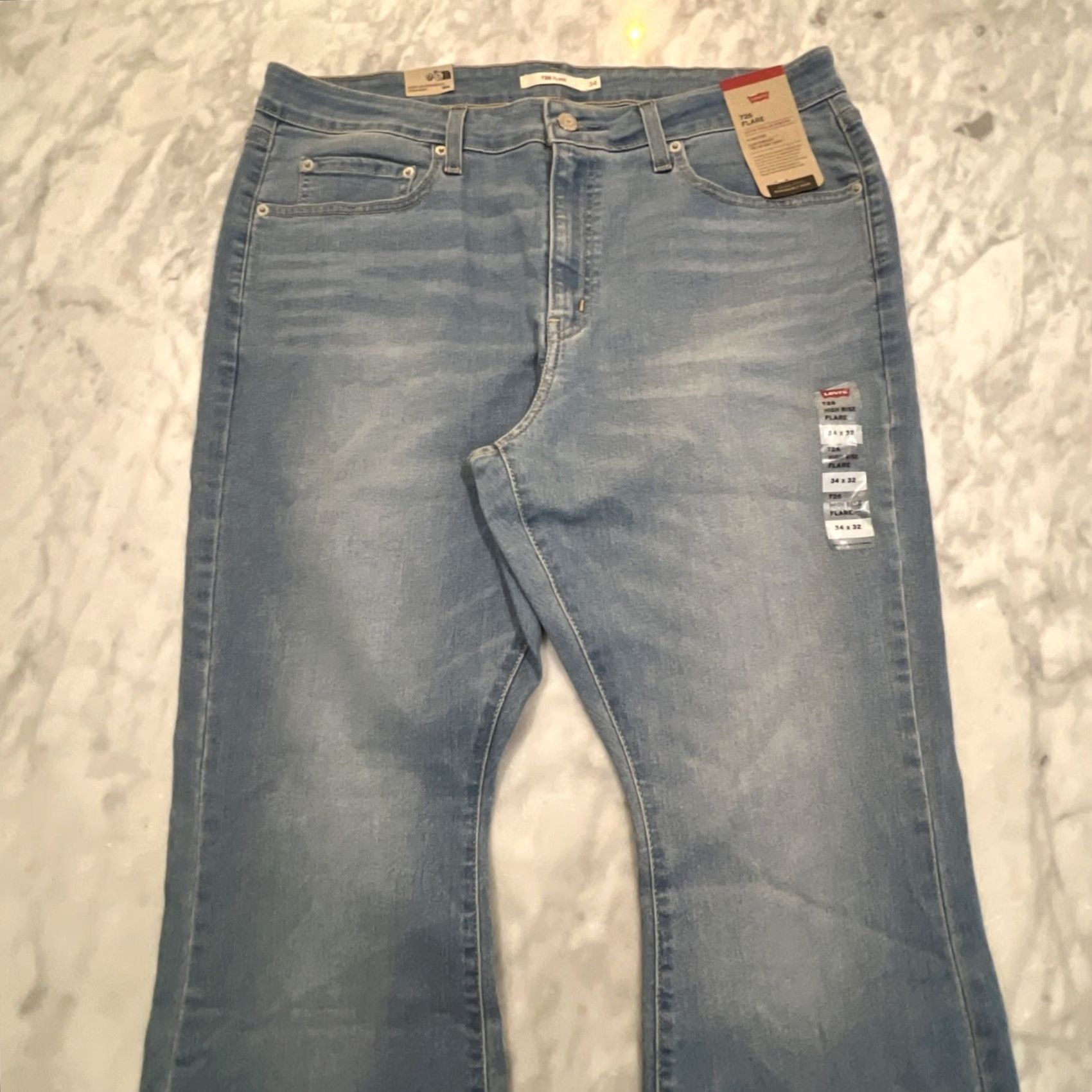 Levi's VINTAGE LEVI'S 726 Jeans Women’s Size 34 x 32 Flare Slim High Rise Blue Stretch NWT Size 24" / US 00 / IT 34 - 3 Thumbnail