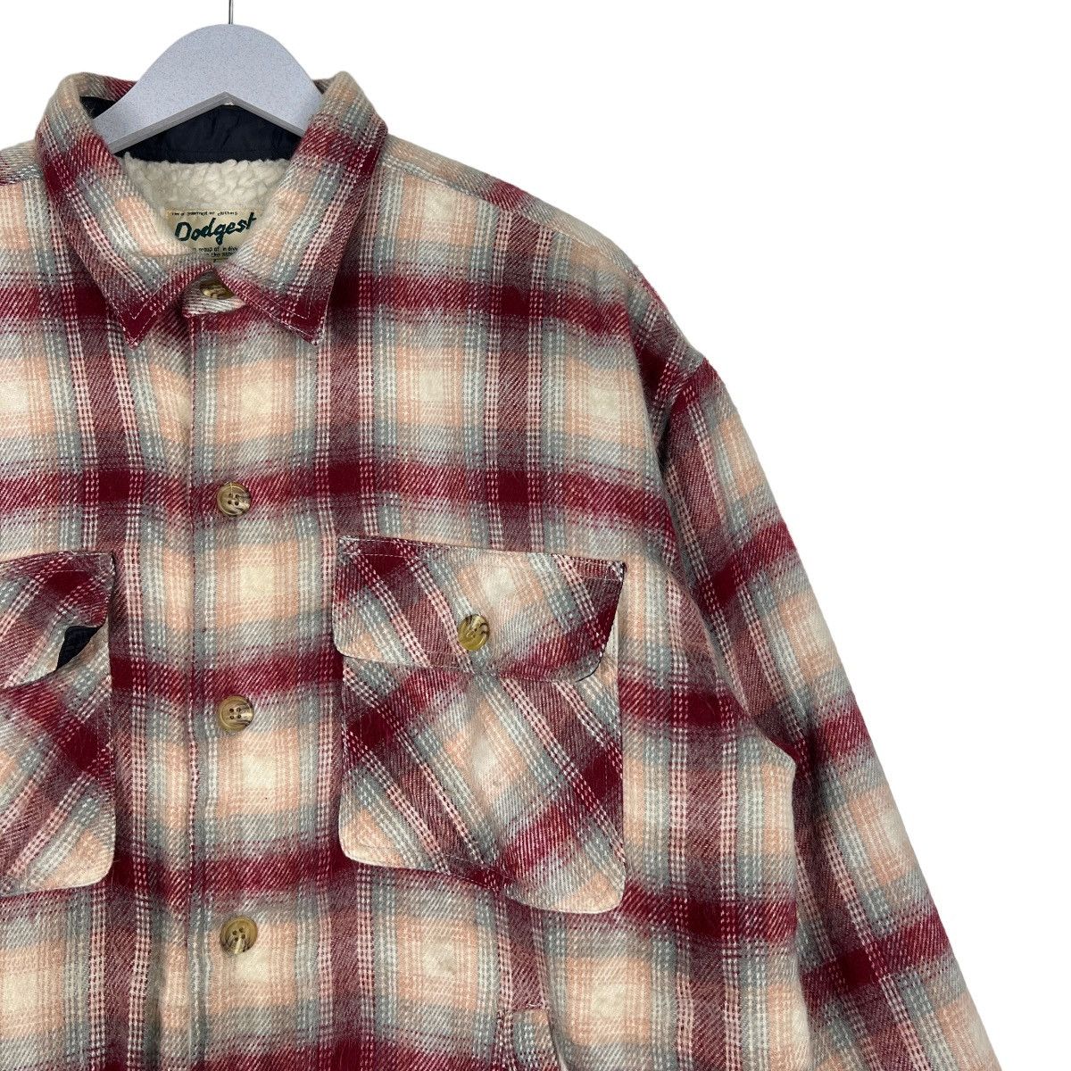 Japanese Brand 🔥 VINTAGE DODGEST PLAID CHECK FLANNEL SHEARLING CPO JACKET Size US L / EU 52-54 / 3 - 6 Thumbnail